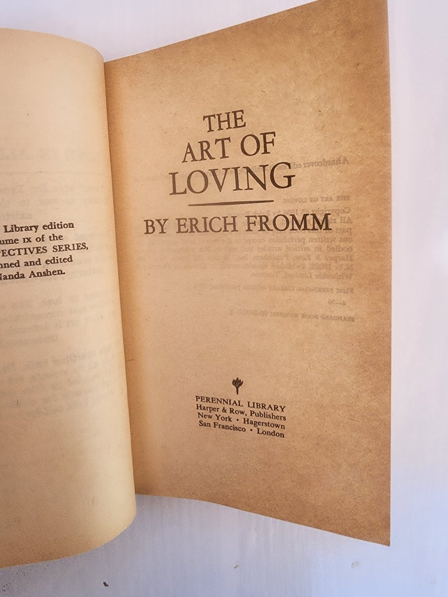 The Art of Loving Book Fromm Psychoanalysis Relationships Trade Paperback 1974