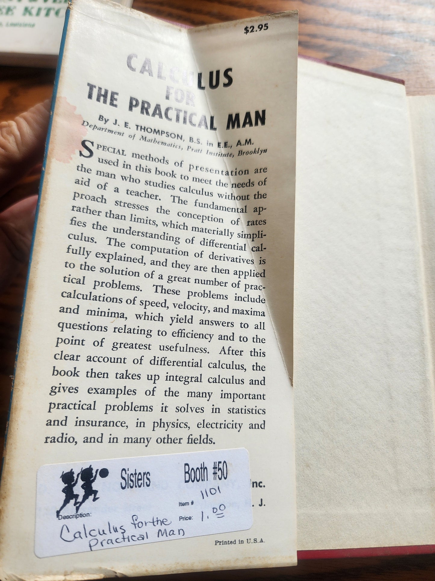 Vintage 1946 Calculus for the Practical Man - Thompson - Clean Book /Worn dust jacket