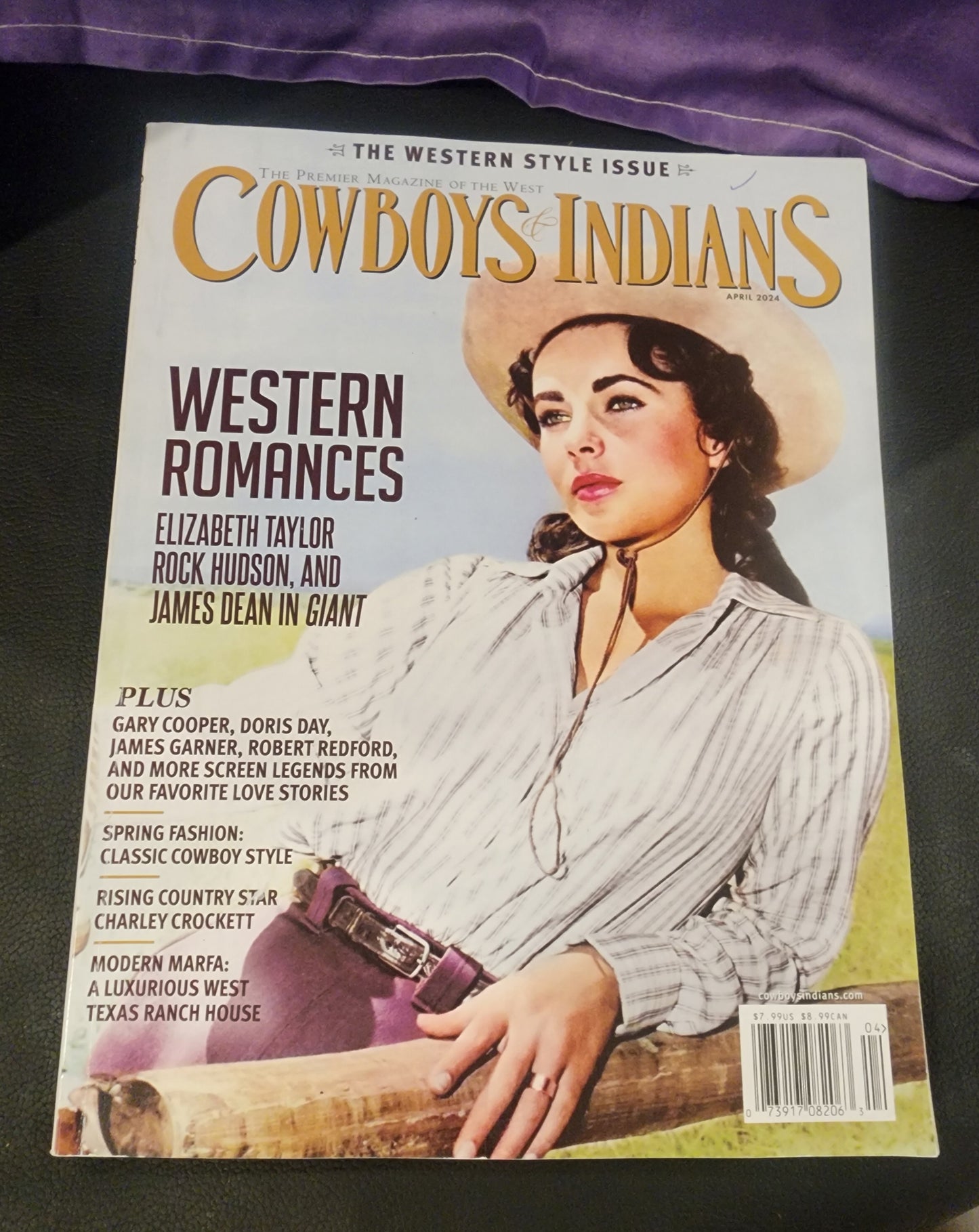 Cowboys & Indians Magazine April 2024 The Western Romances Elizabeth Taylor, Rock Hudson, and James Dean In Giant.