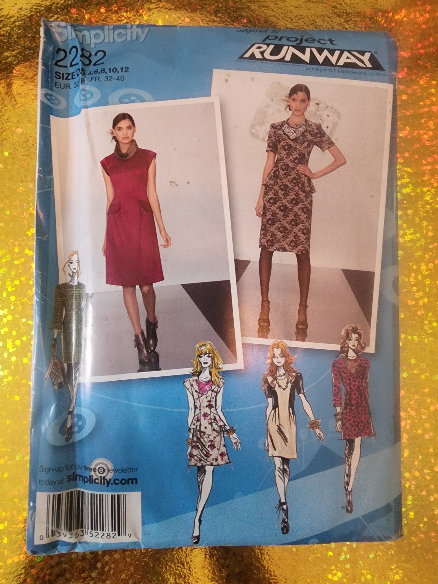 SIMPLICITY 2282 MISSES' SIZE 4-12 DRESS, FUR COLLAR, BIB NECKLACE SEWING PATTERN