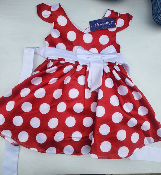 New Dream High Girls' Red & White Polka Dot Dress  Minnie Mouse Style size 2