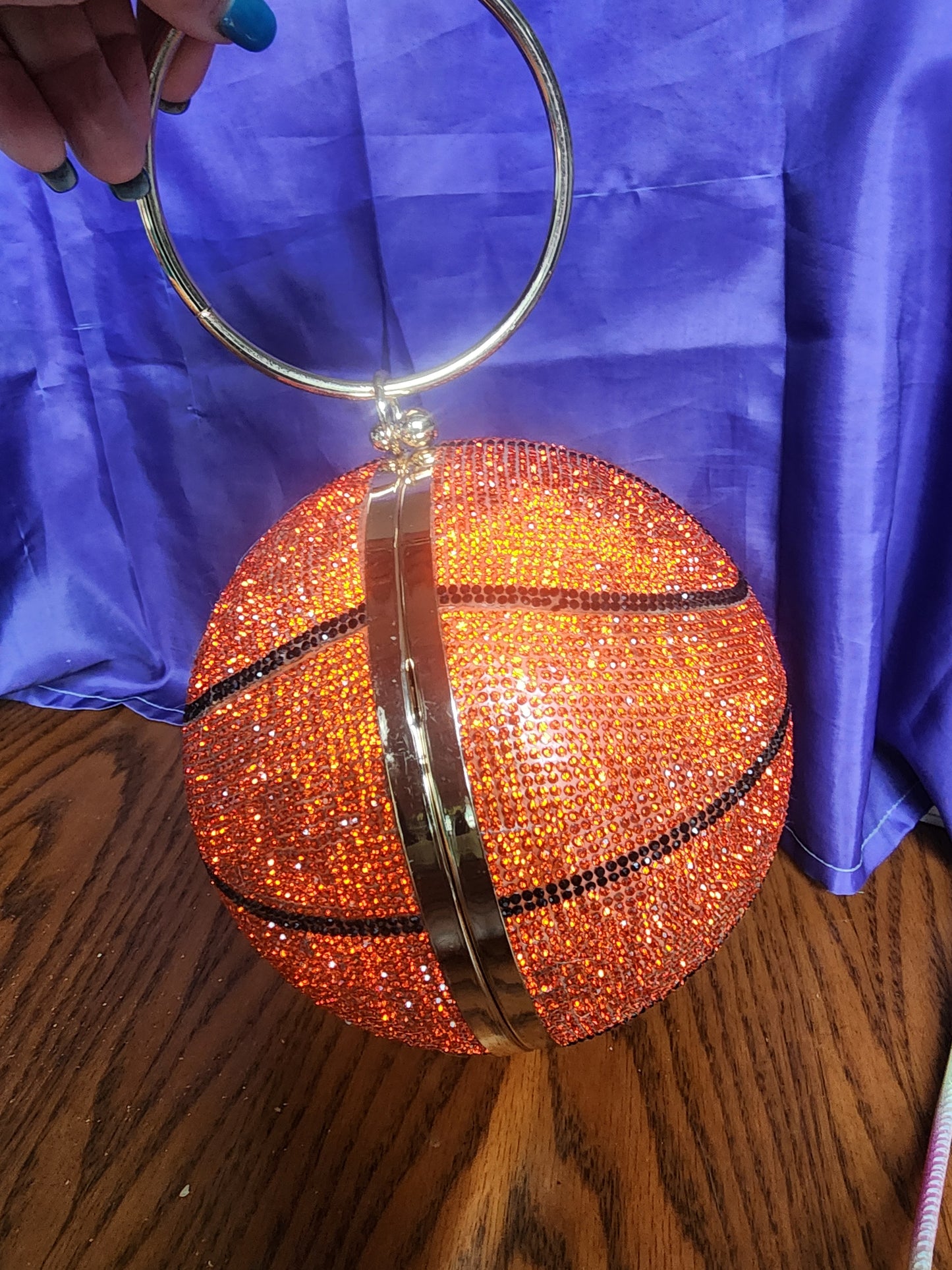 Women's Bling Basketball Purse with Glass Rhinestone Accents Crystal Bag Purse