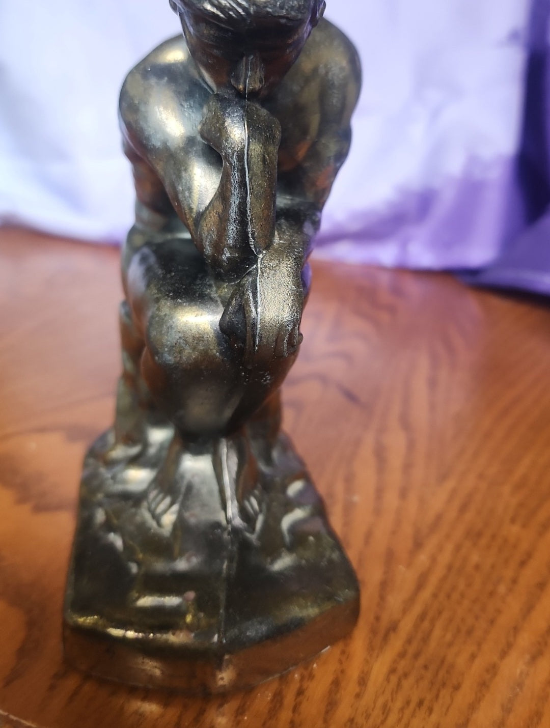 Vintage 1928 Metal The Thinker Man Figurine. Book End.