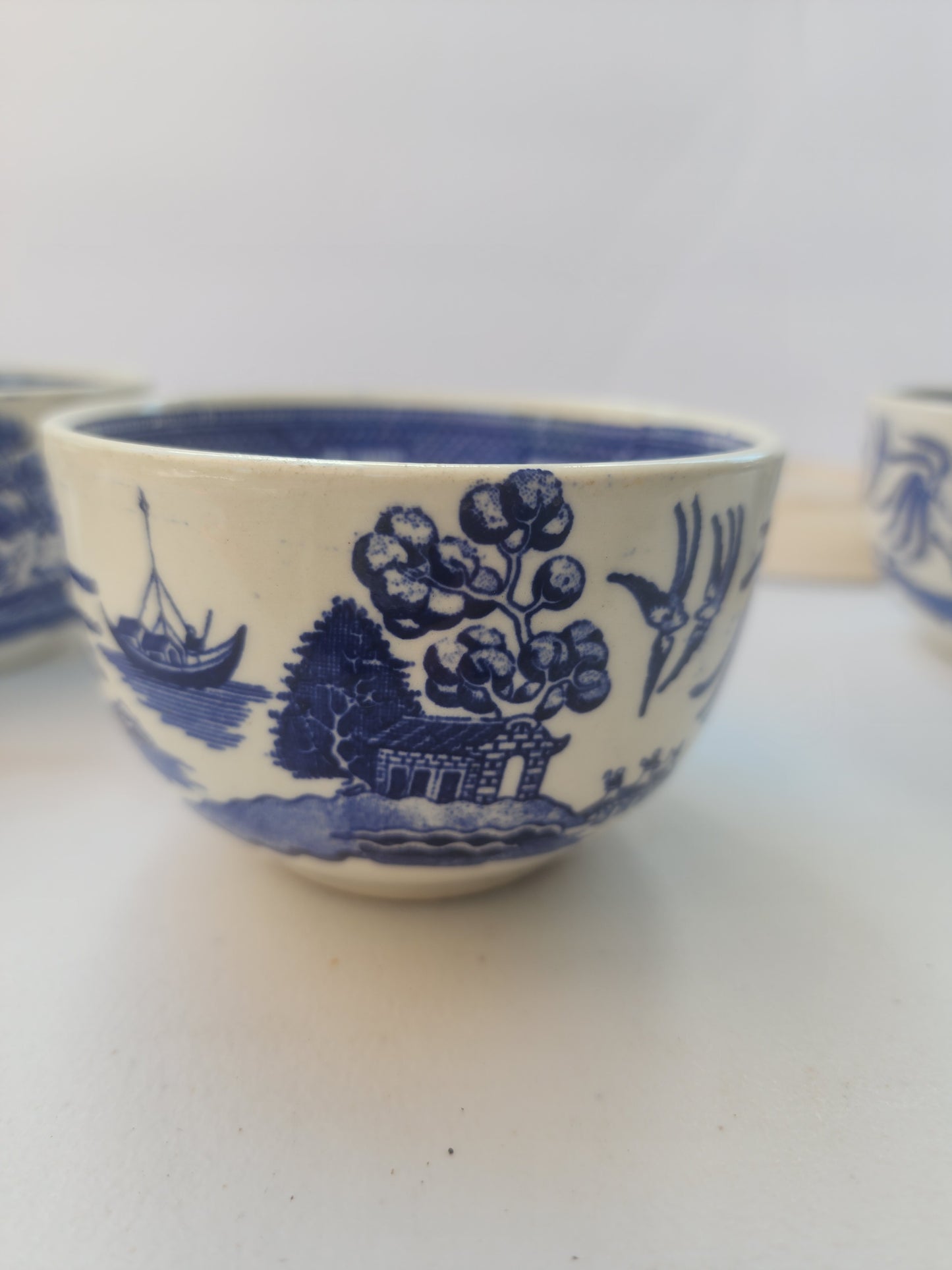 Vintage Blue Willow Teacup & Saucer Set of 8 Blue Transferware Japan