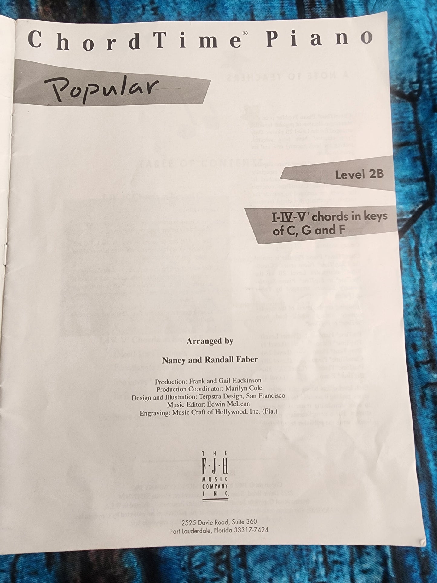 ChordTime Piano Popular - Level 2B by Randall Faber (1988, Trade Paperback) book