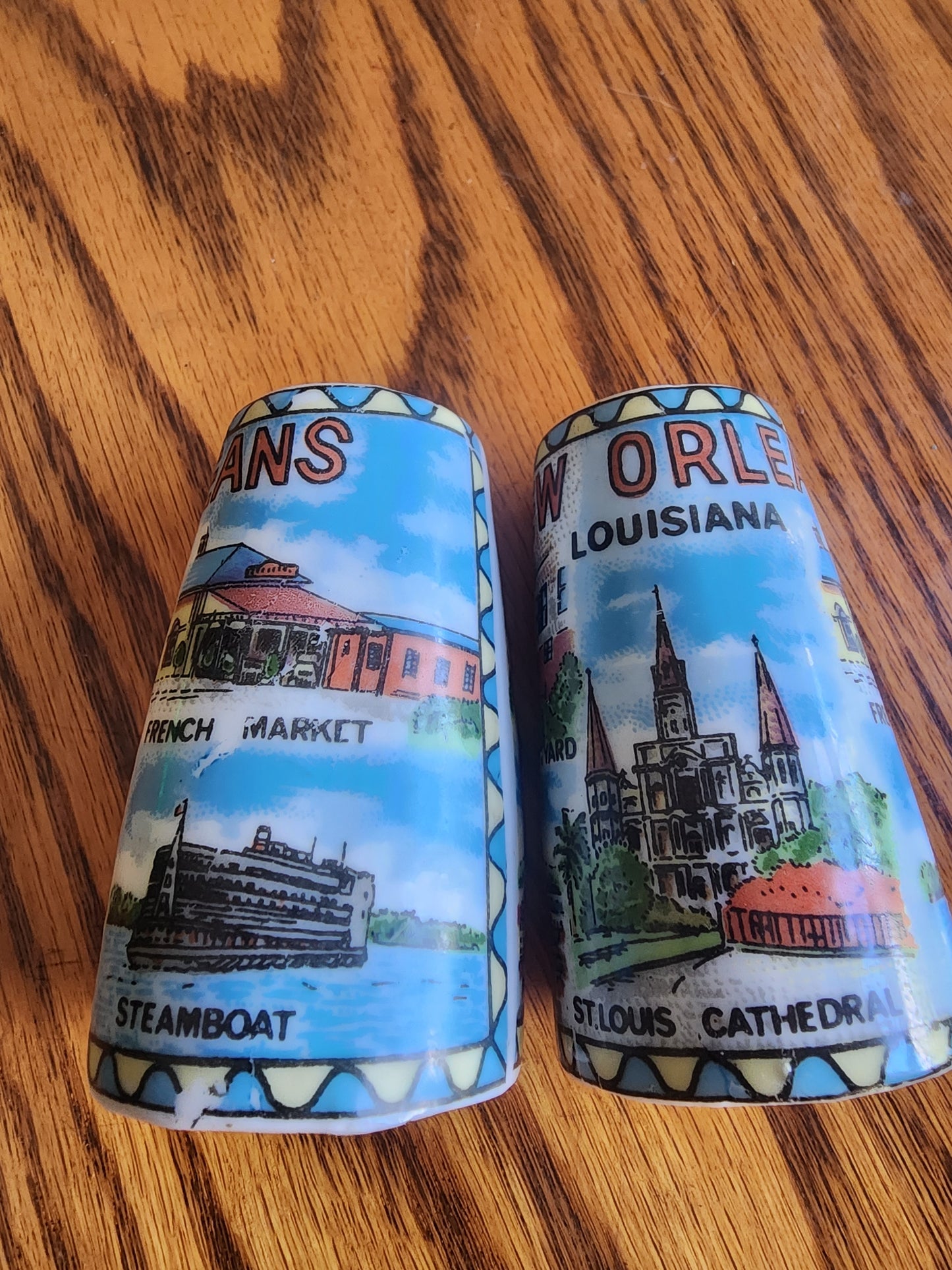 Vintage New Orleans Souvenir Salt & Pepper Shakers - Mid-Century NOLA Landmarks
