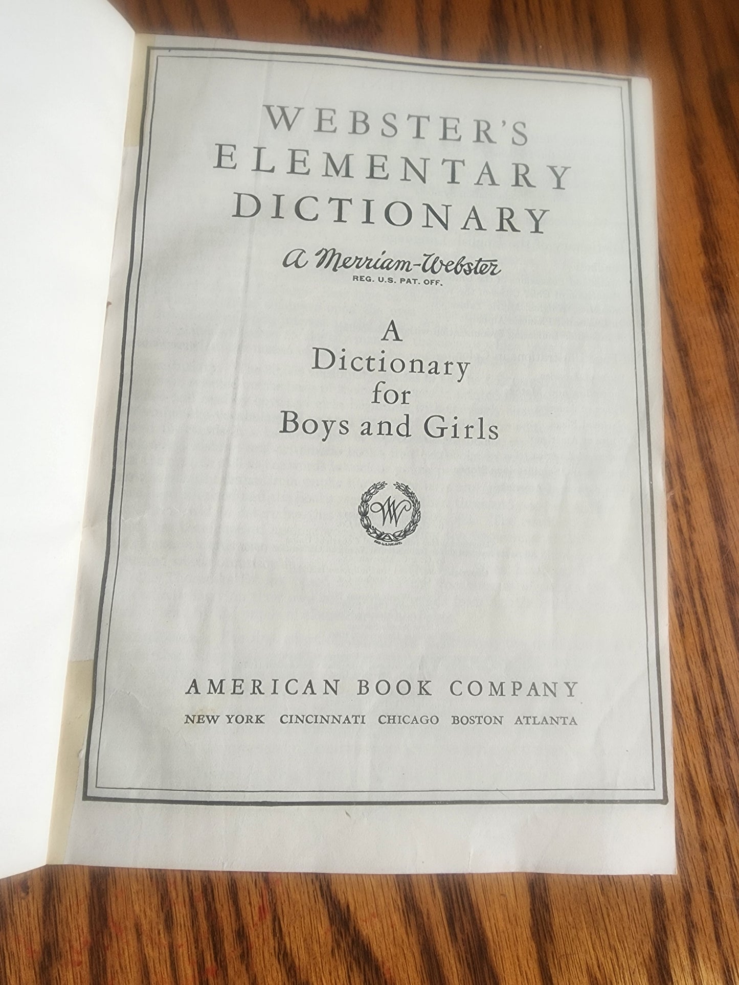 Vintage 1941 Webster's Elementary Dictionary for Boys and Girls - Illustrated