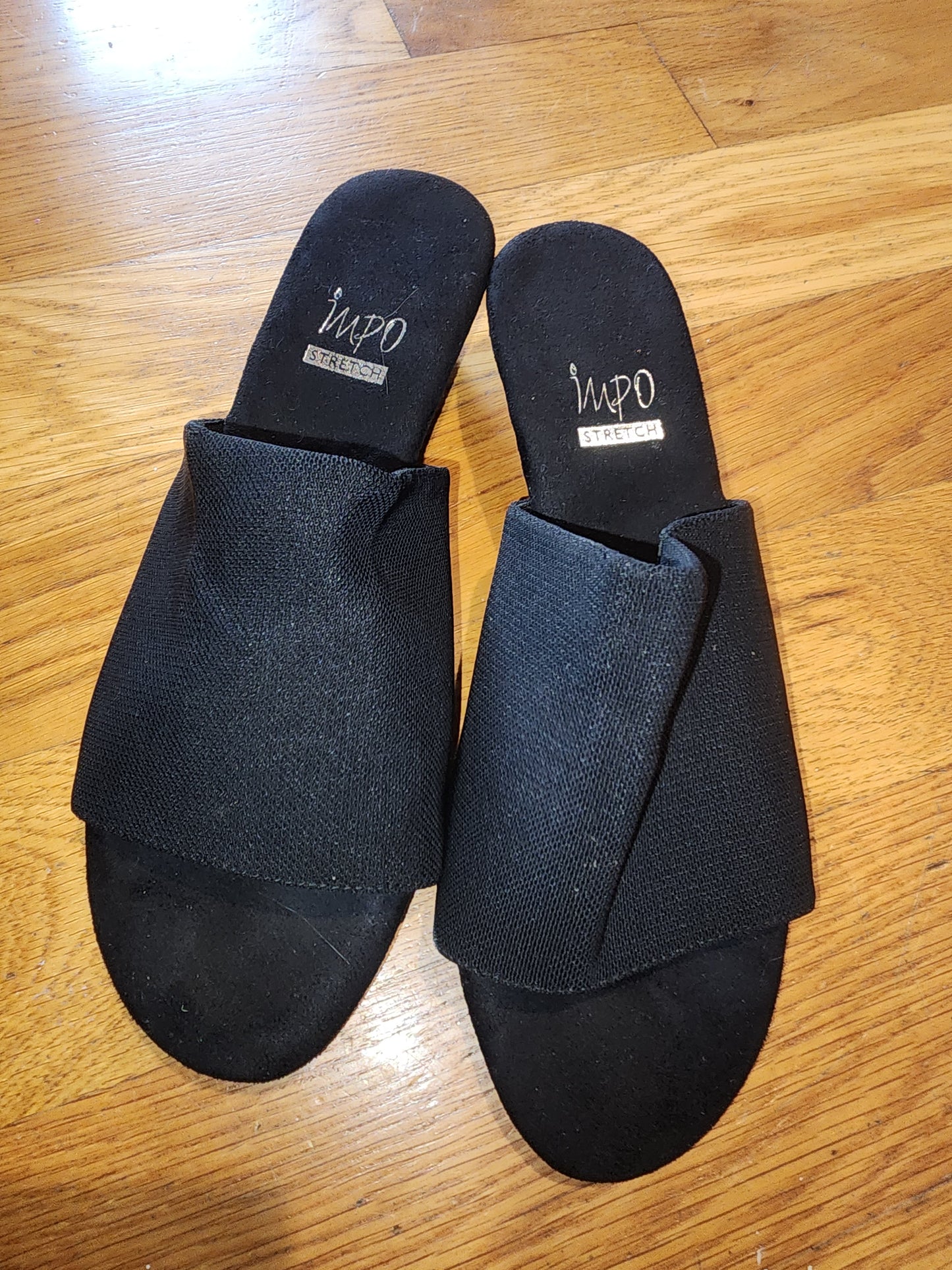 Black Impo Stretch Black Sandals Slip ons in very good condition