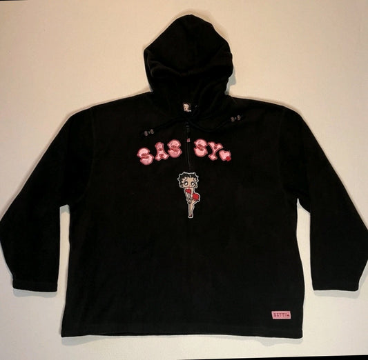 Betty Boop Sassy Black Fleece Zip Hoodie Missy small (4/6)