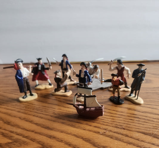 10-Piece Miniature Pirate Figurine Lot