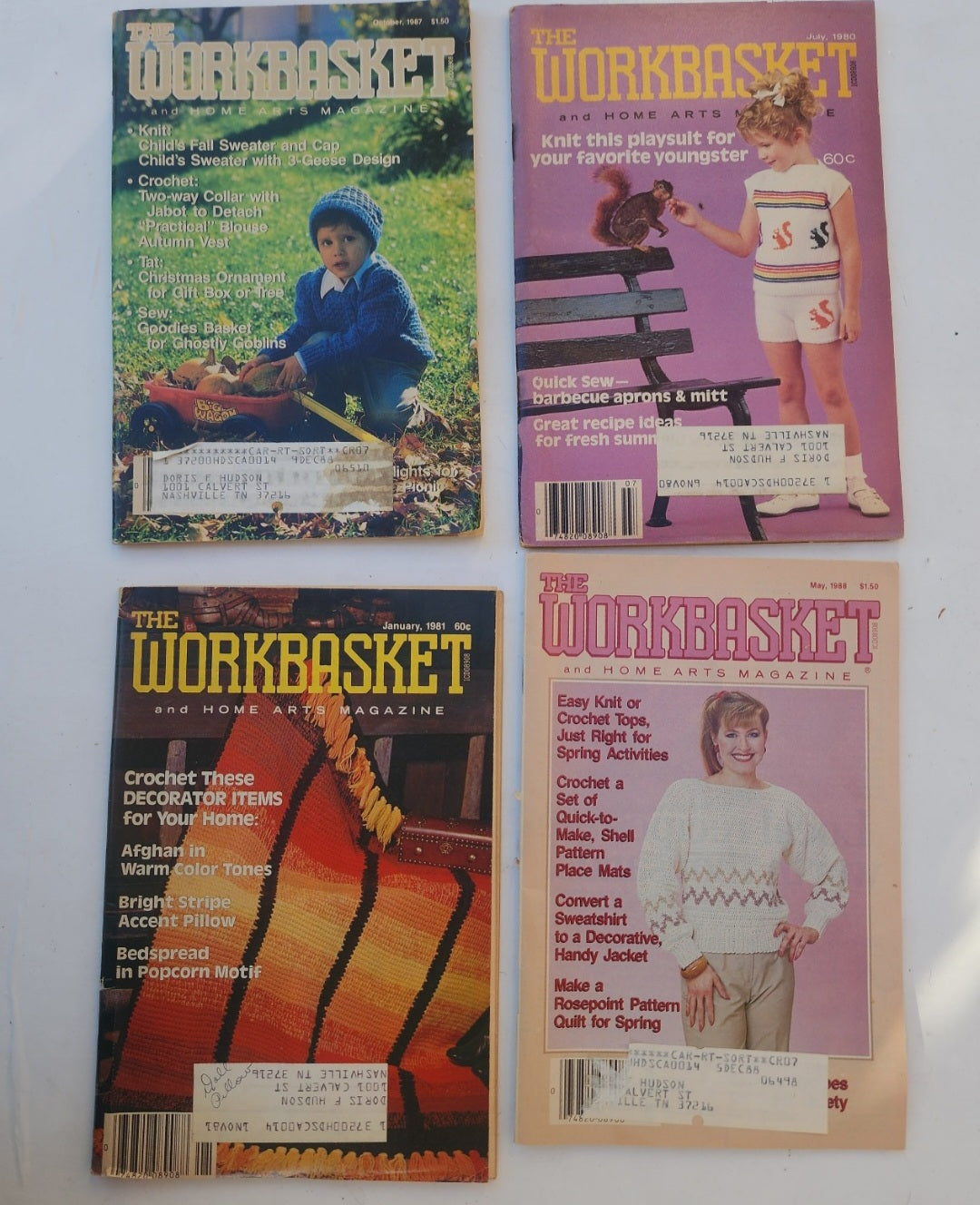 The Workbasket  1980s Lot - Knit, Crochet, tatting Recipes and other crafts