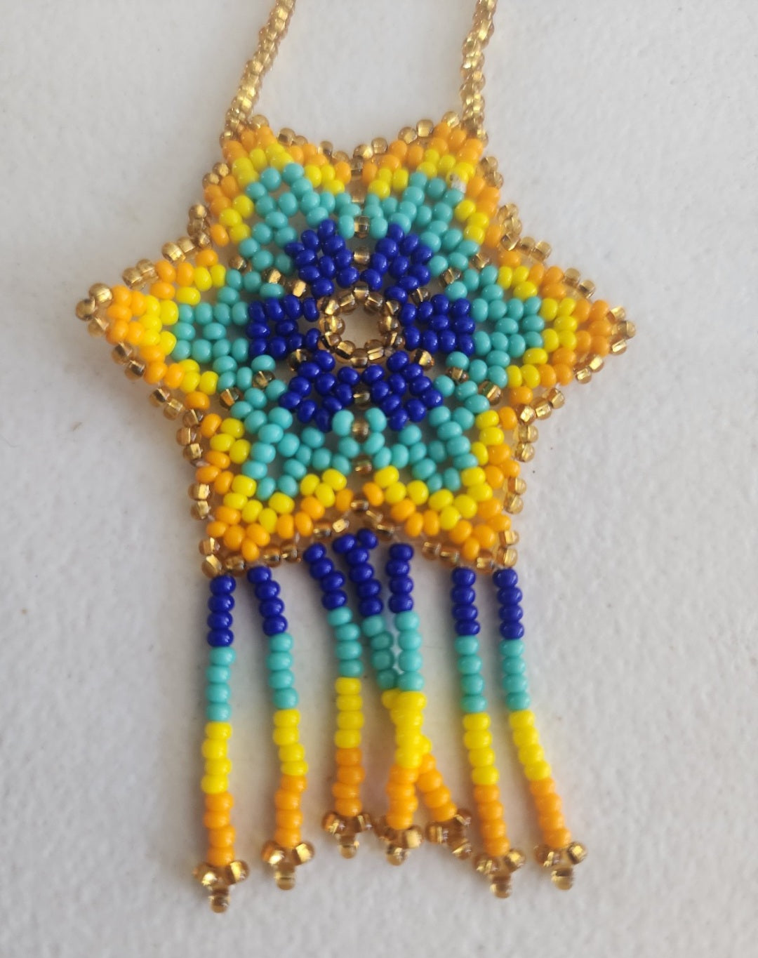 Vibrant Handcrafted seed Beaded Star Charm Necklace, Bohemian