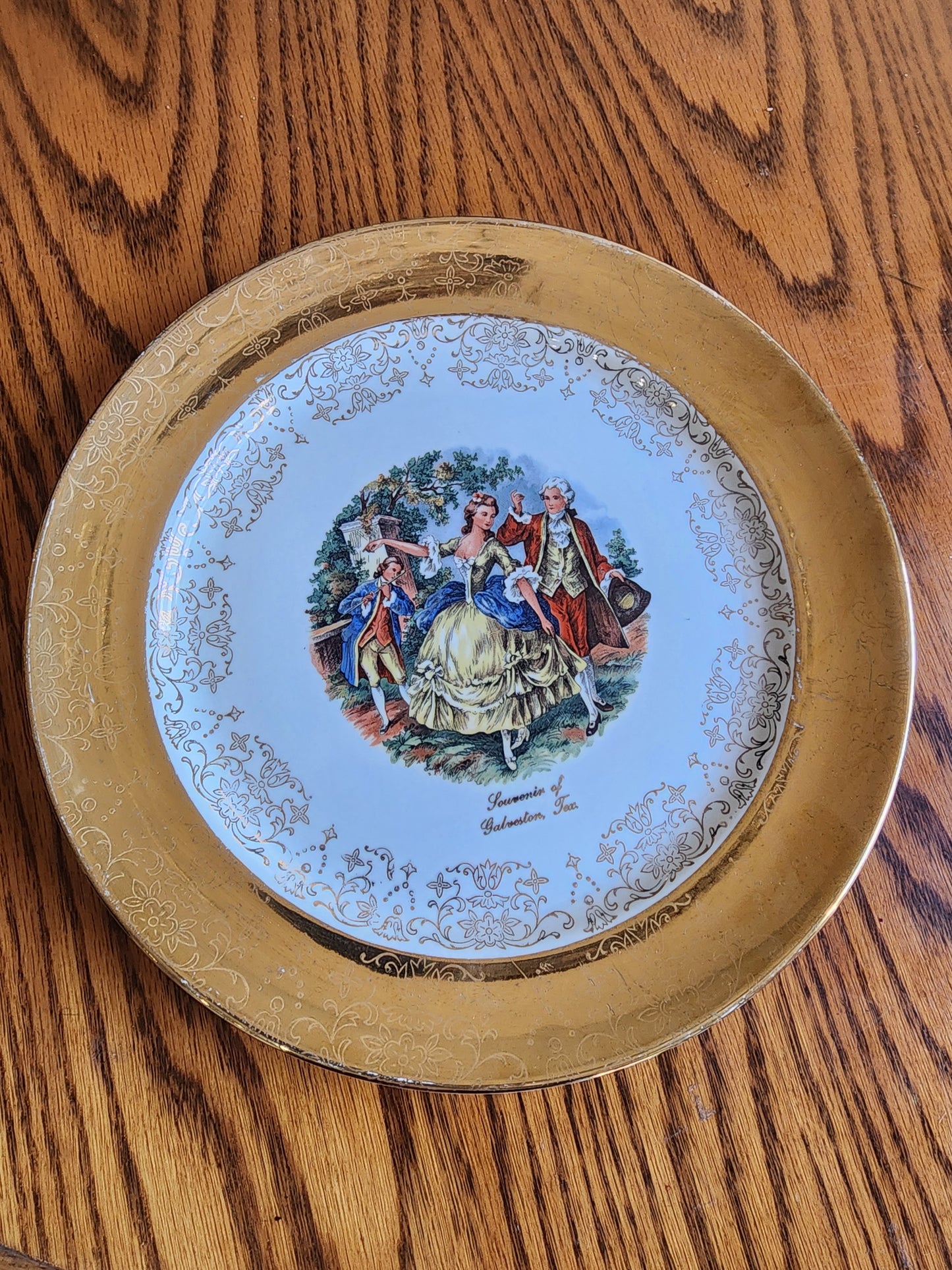 Vintage Sabin Crest-O-Gold 22k Warranted Plate - Souvenir of Galveston, Texas