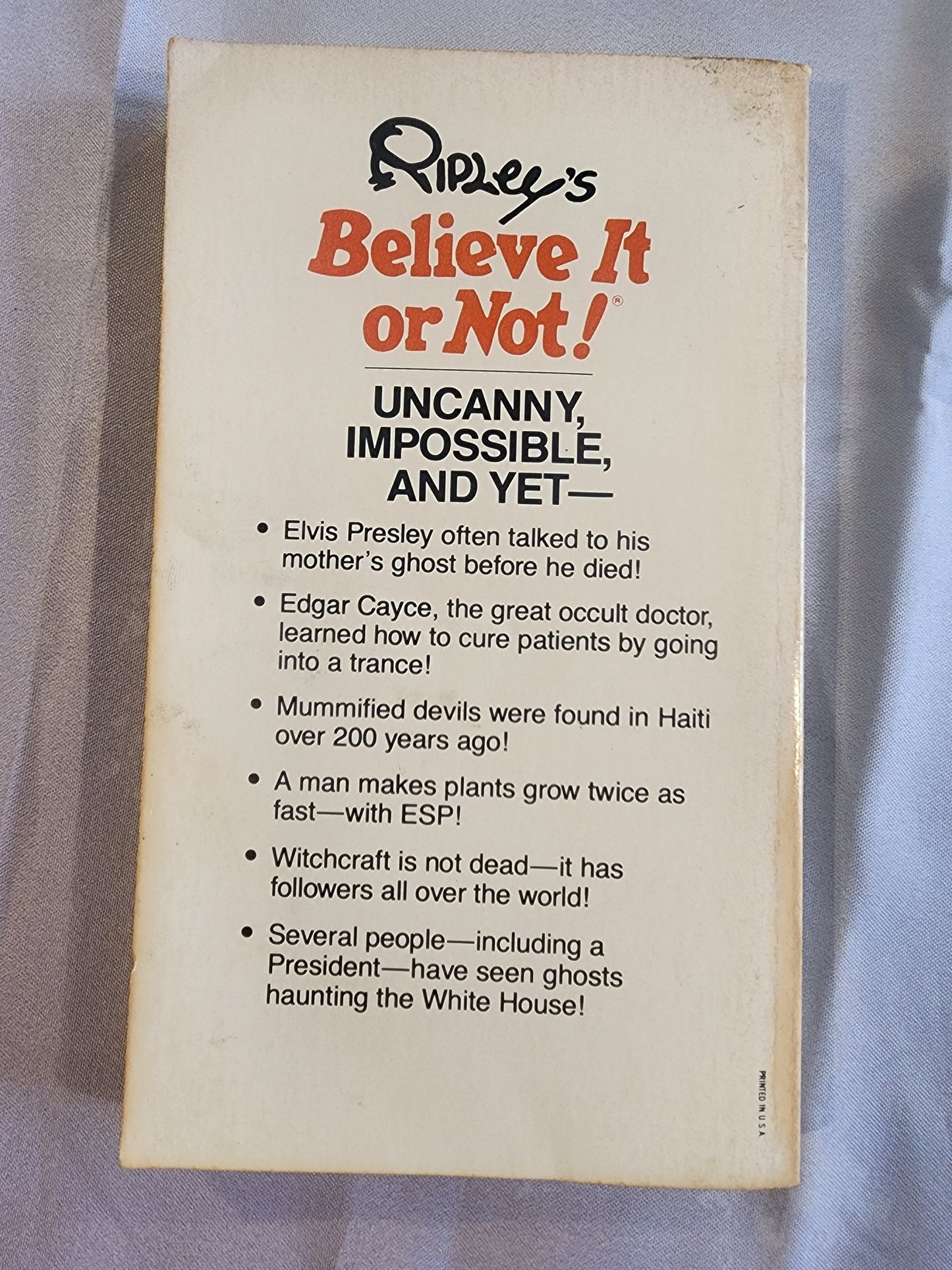 RIPLEY'S BELIEVE IT Or NOT PB Book 1979 Ghosts, Witches, & ESP Spellbinding myst