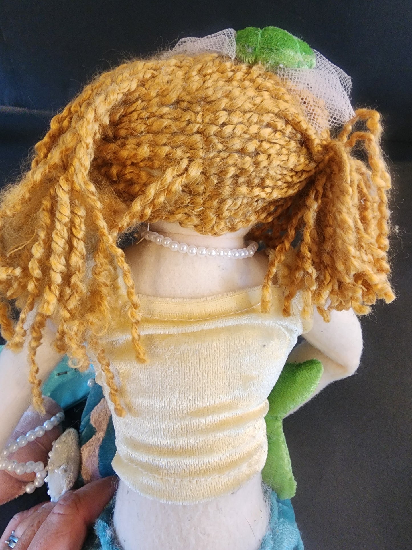 21” Beautiful Fairytale Mermaid Plush Doll Shelf Sitter faux Pearl Accents