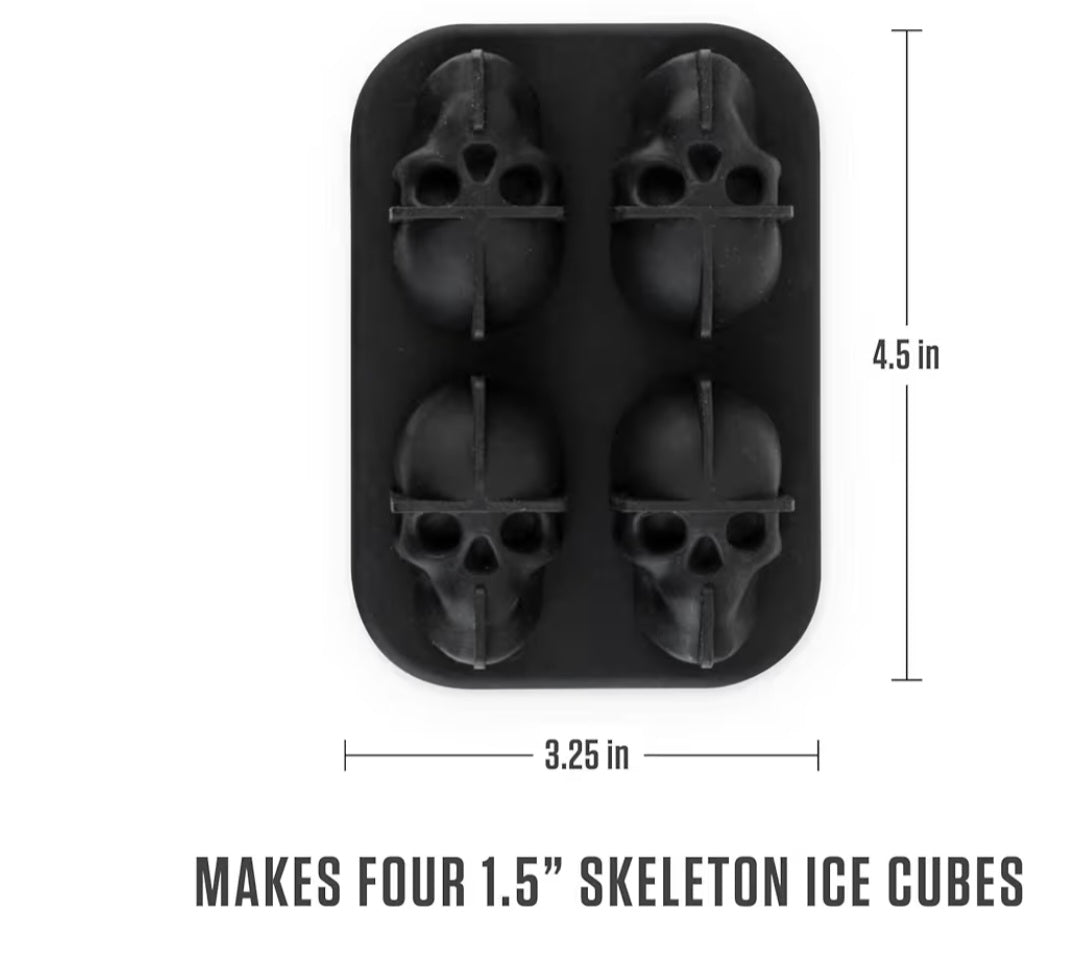 Skull Ice Mold, Flexible Silicone Tray, Makes 1.5 Inch Ice Cubes for Parties or crafts