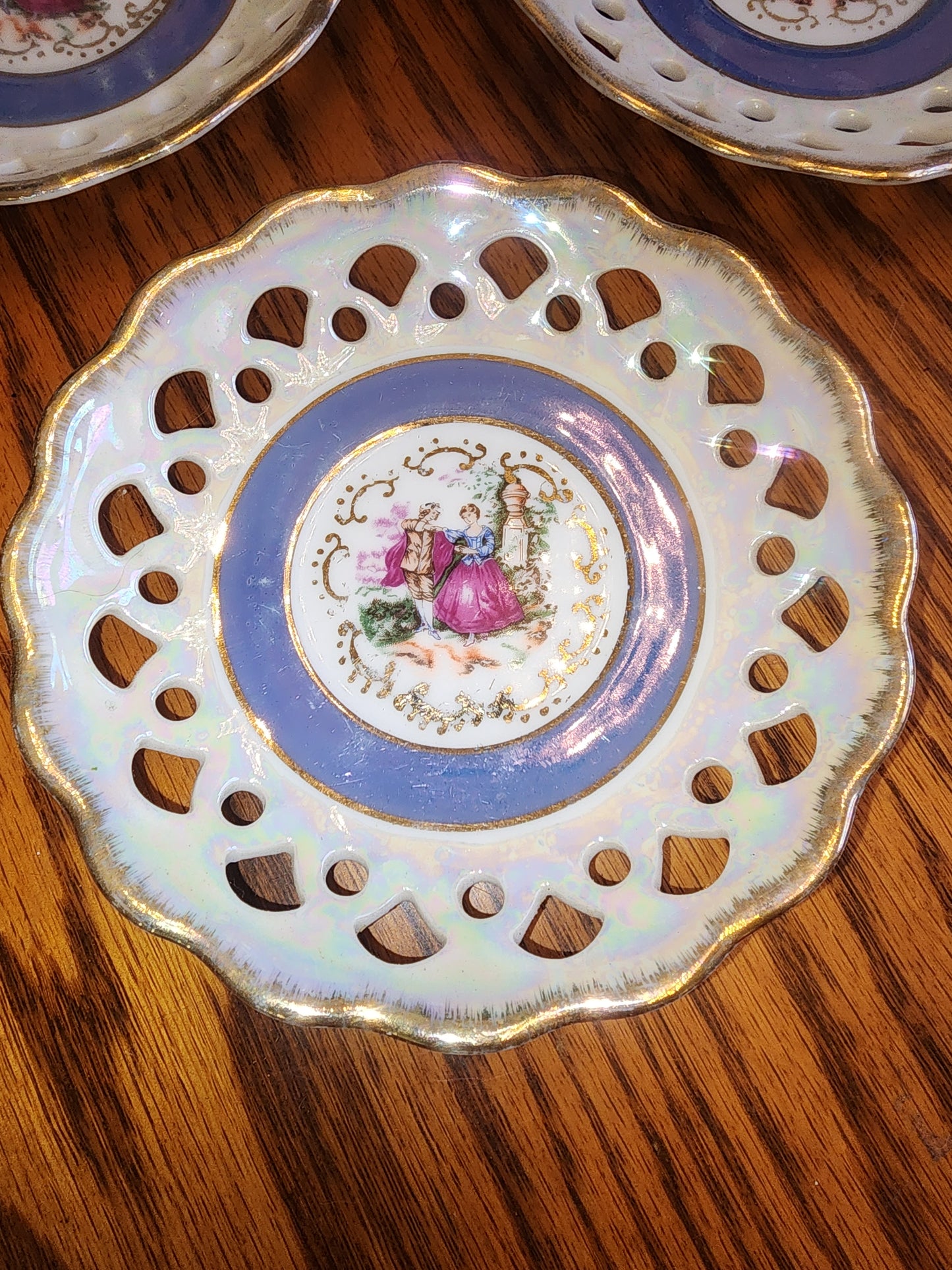 Vintage Arnart Japan Reticulated Lusterware Bowls - Set of 3 - Courting Couple