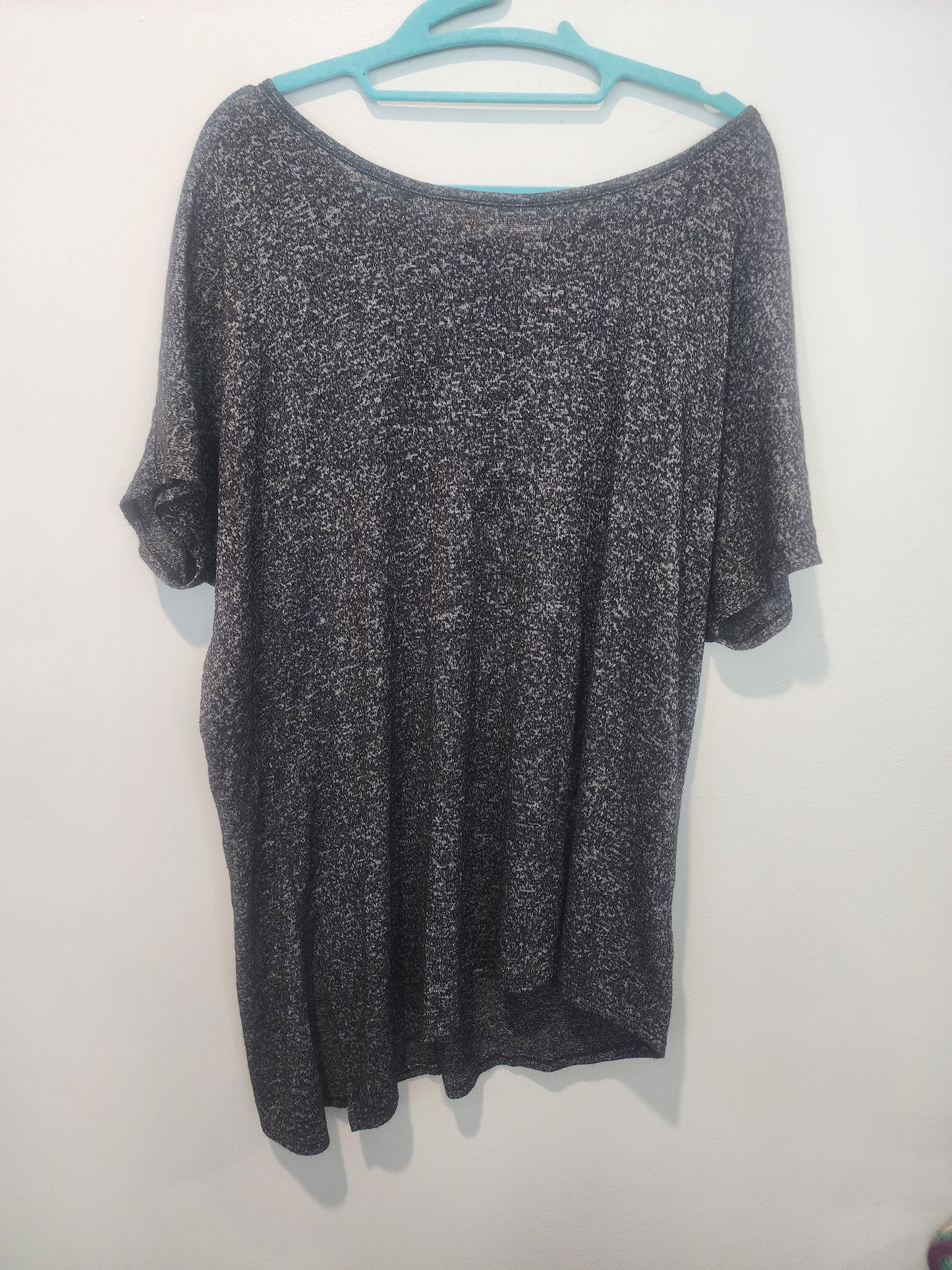 Women's Faded Glory Asymmetrical Shirt heather black short sleeve 16x