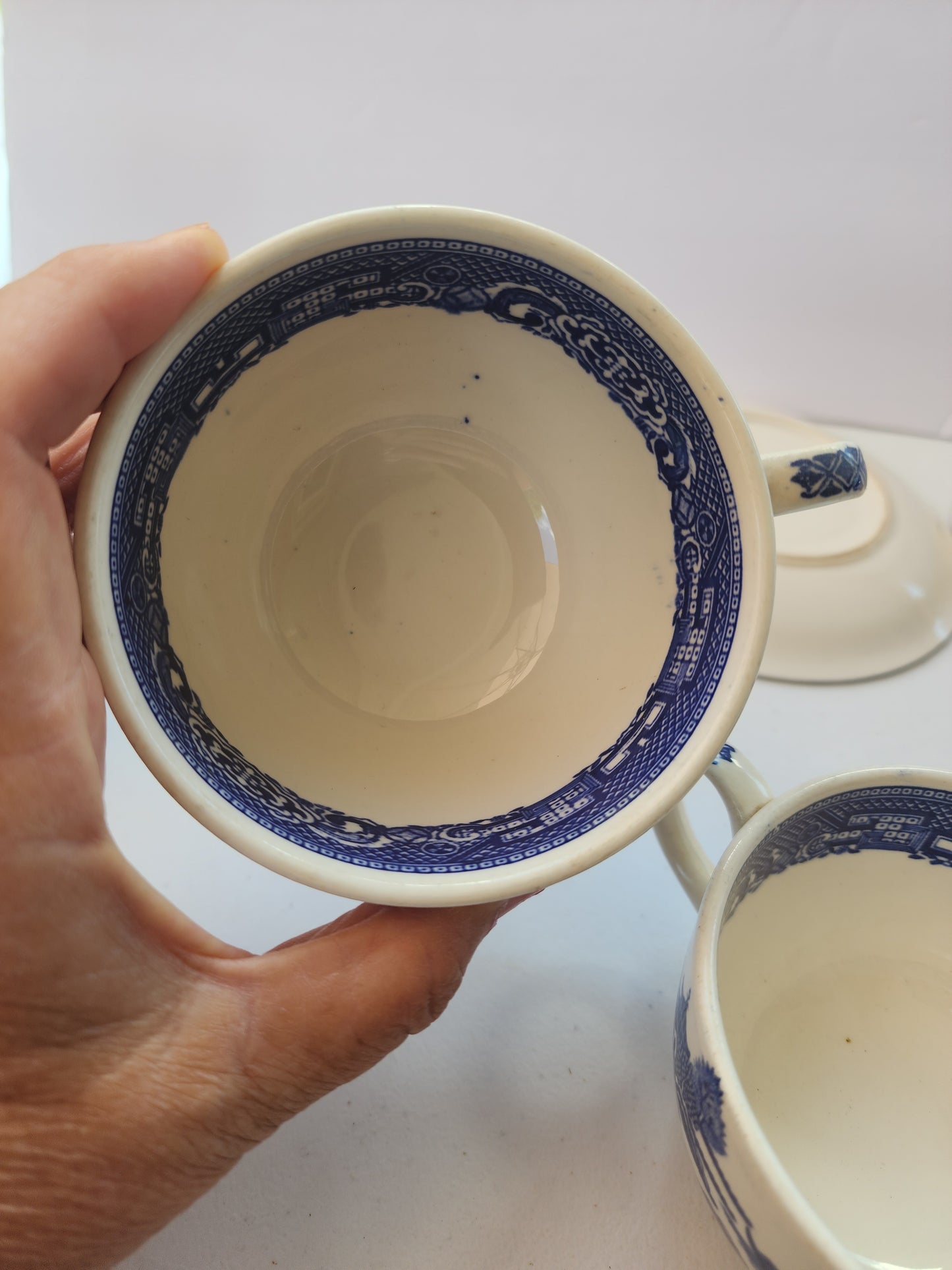Vintage Blue Willow Teacup & Saucer Set of 8 Blue Transferware Japan