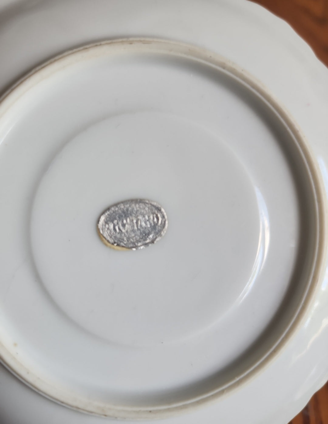 Vintage Richard Ginori  porcelain scalloped Pink & Gold saucer,  Italy 5"