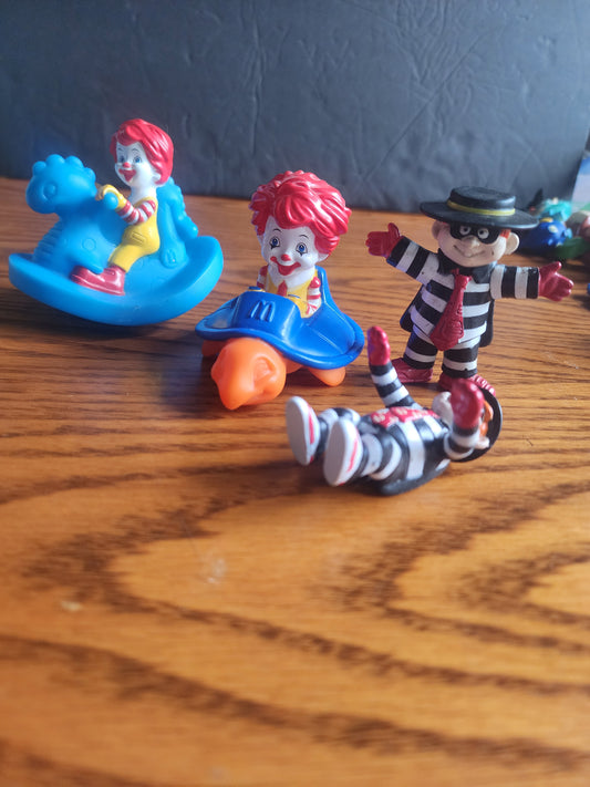 Vintage McDonald’s Happy Meal Toy Lot - 4 Pieces: 2 Baby Ronald McDonald & 2 Hamburglar