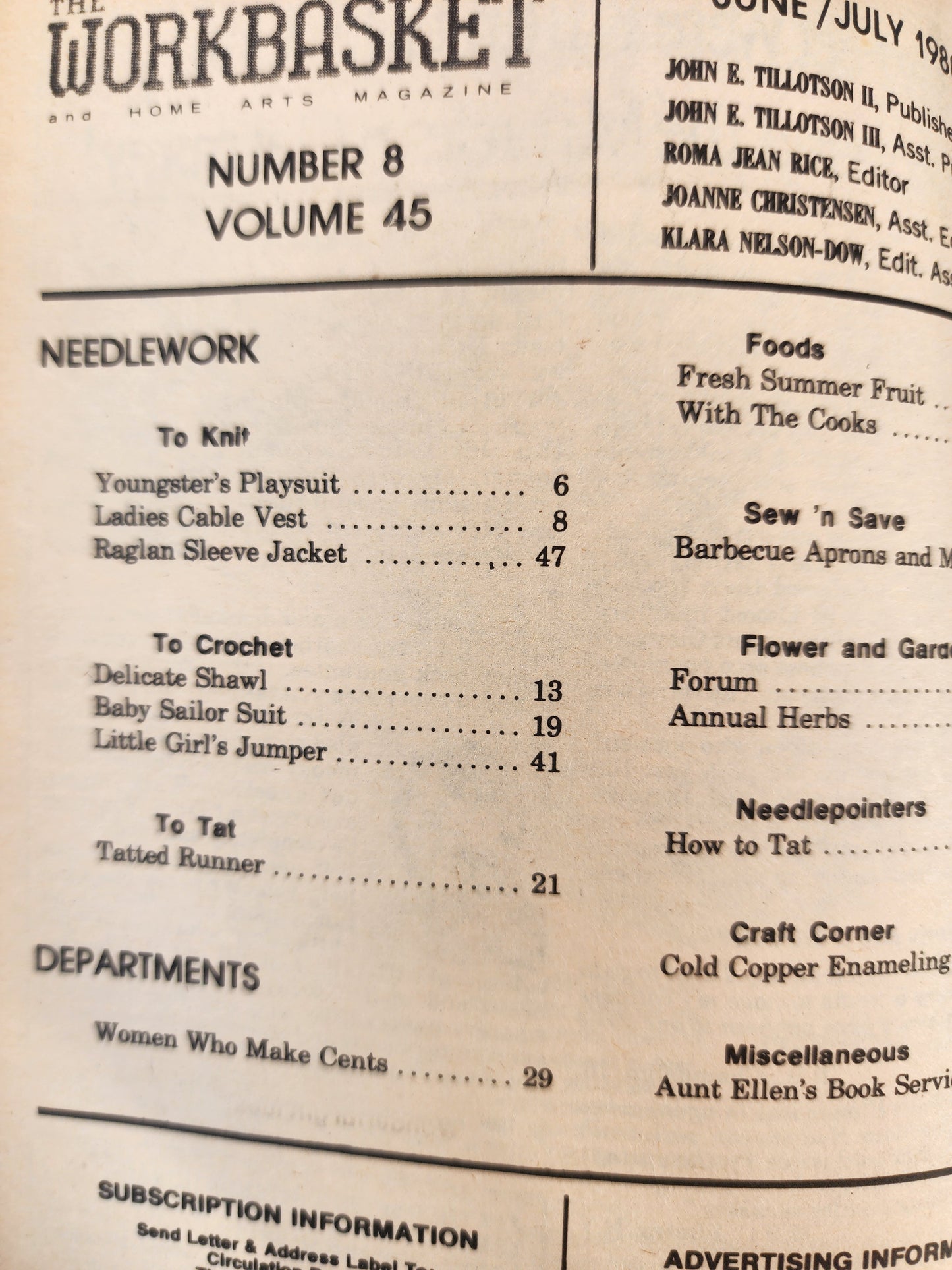 The Workbasket  1980s Lot - Knit, Crochet, tatting Recipes and other crafts
