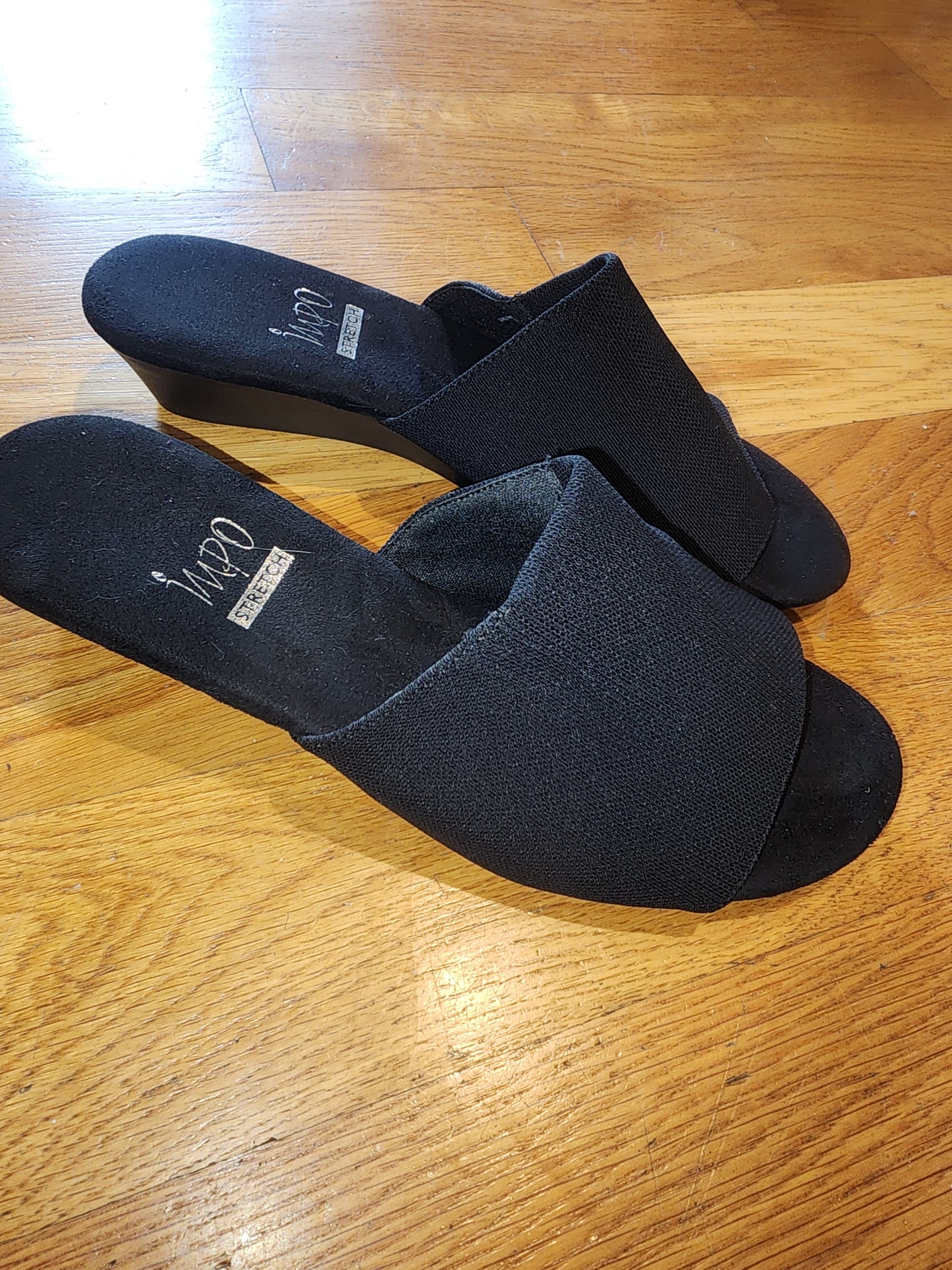 Black Impo Stretch Black Sandals Slip ons in very good condition