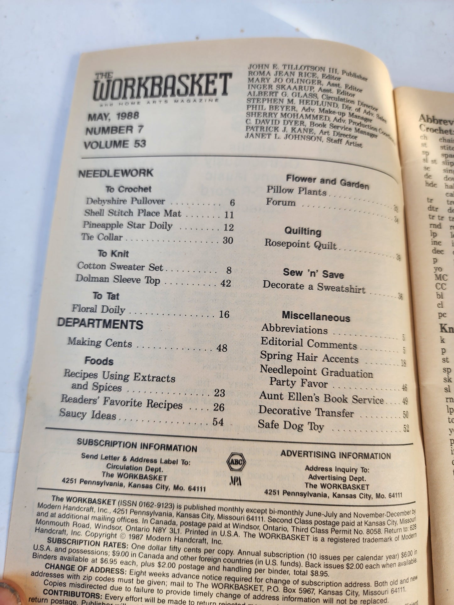 The Workbasket  1980s Lot - Knit, Crochet, tatting Recipes and other crafts