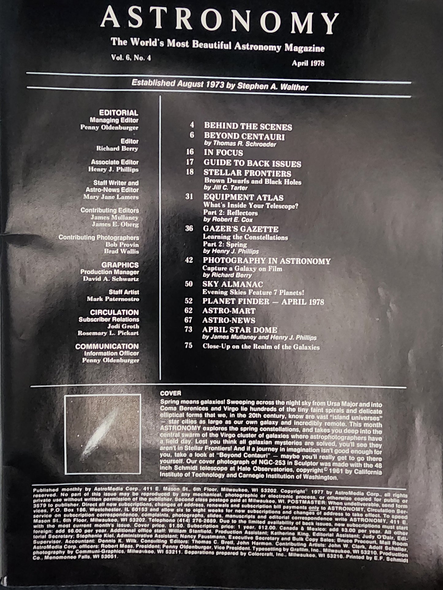 Vintage Astronomy Issue April 1978 Classic Science