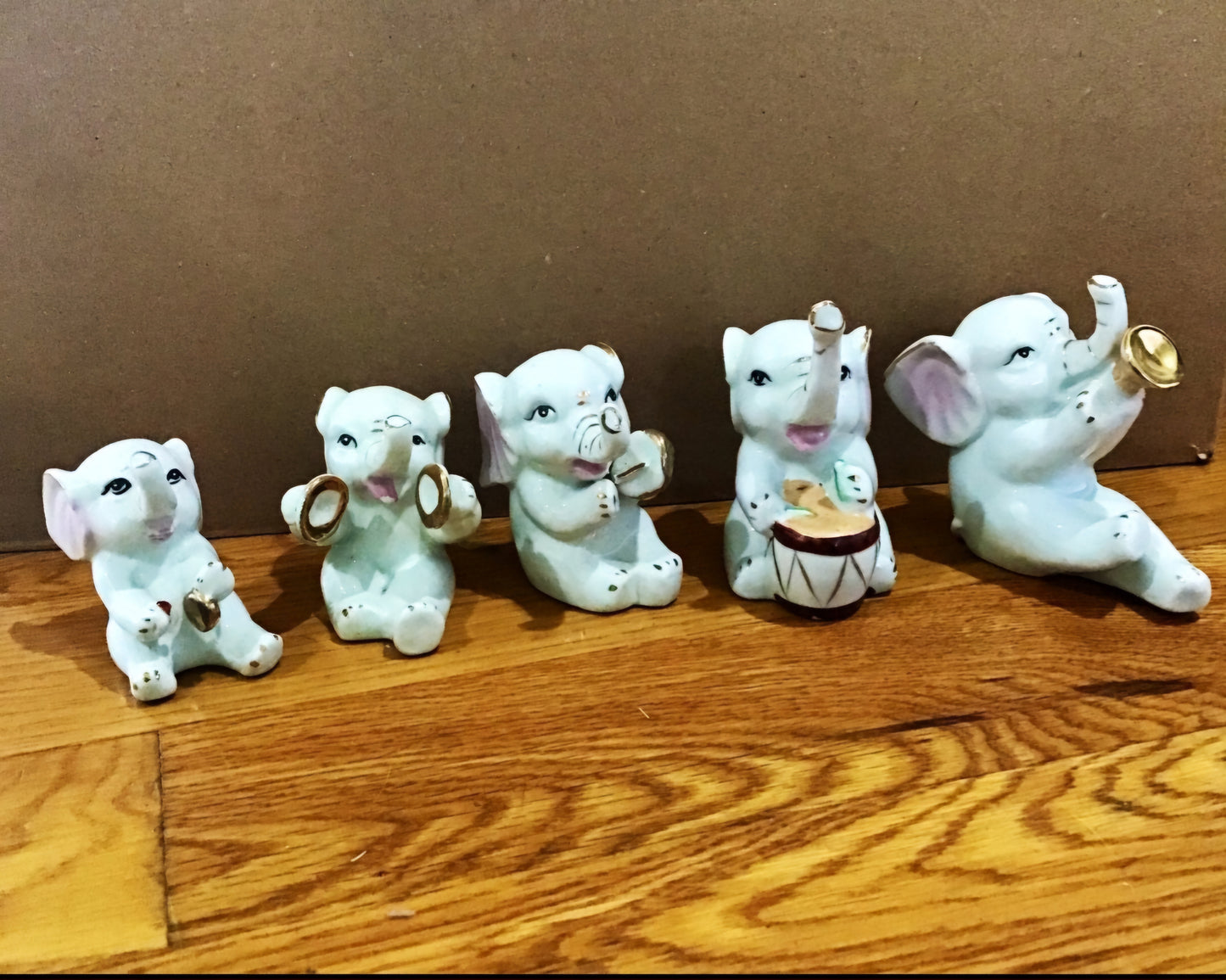 5  Vintage Orchestra band White Porcelain Elephants