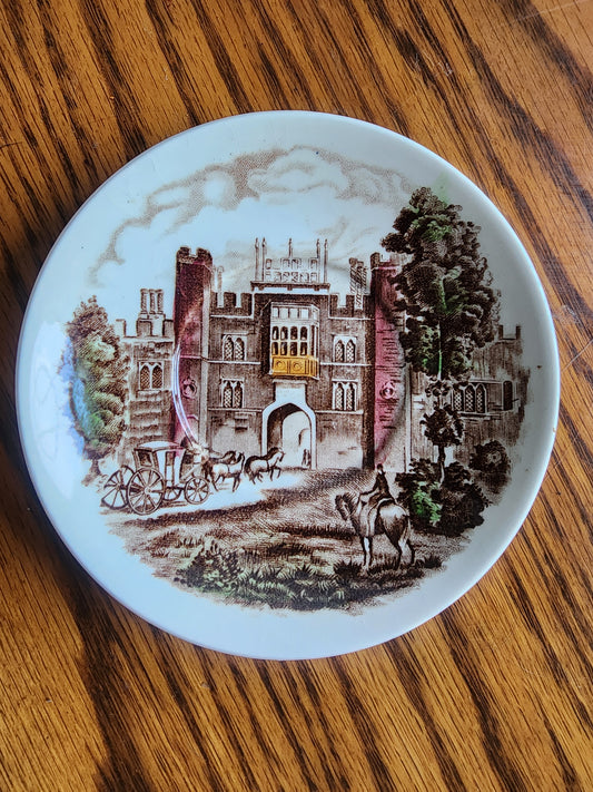 Vintage Brown Transferware Johnson Bros. Royal Homes Of Britain palace Saucer
