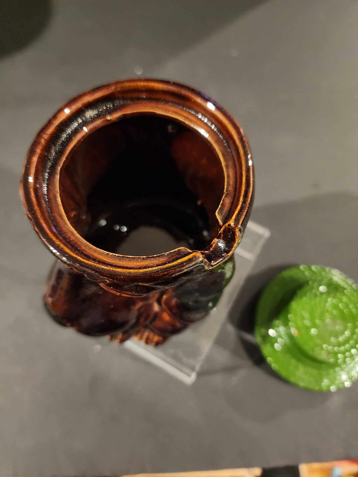 Vintage Enesco Japan Sad Eye Basset Hound Dog Ashtray Jar with Straw Hat Lid