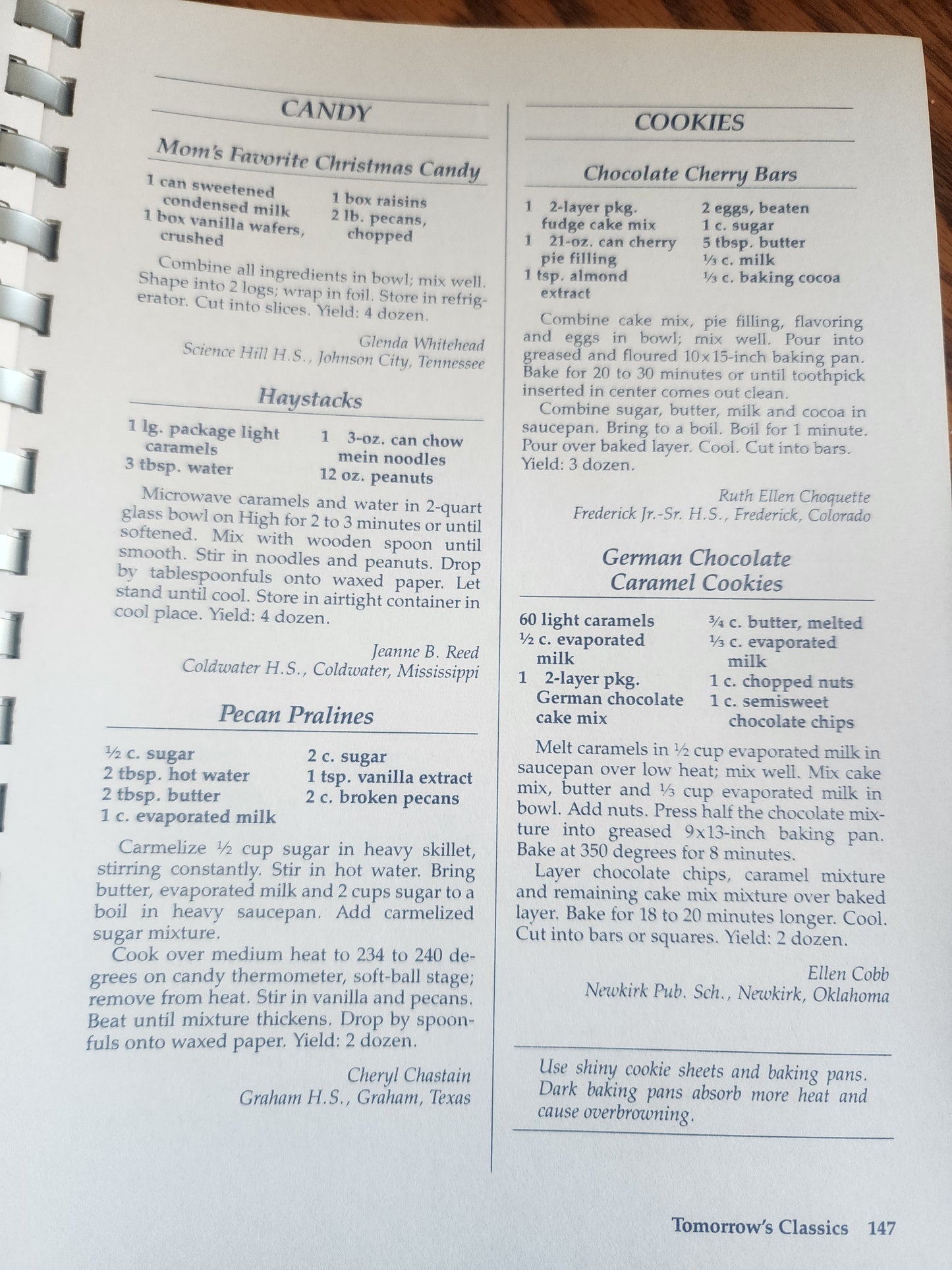 25th Silver Anniversary Cookbook by Home Economics Teachers 1988 Spiral Bound