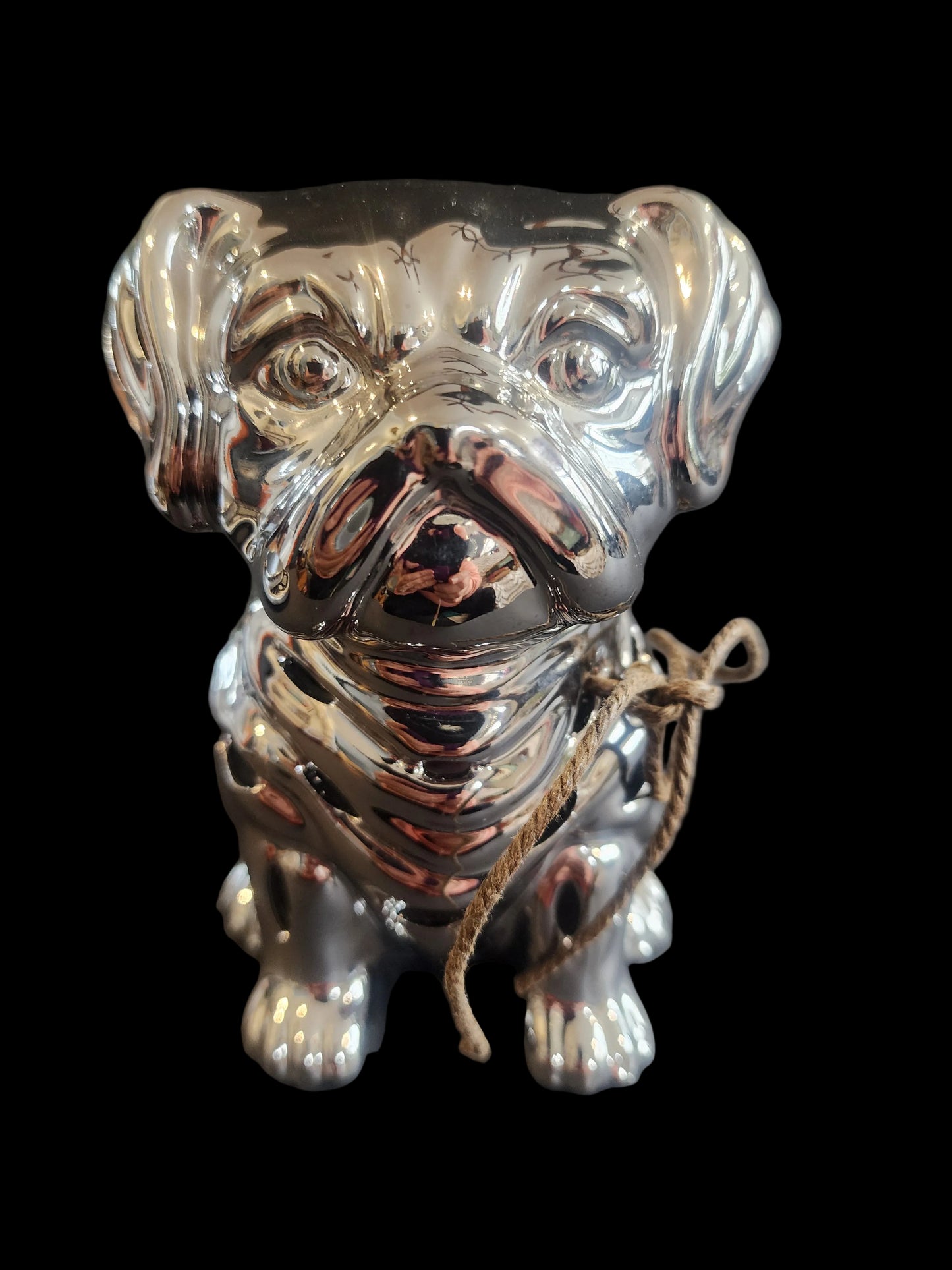 Vintage-Style Silver Chrome Ceramic Dog Bulldog Figurine Potpourri & Scent Diffuser