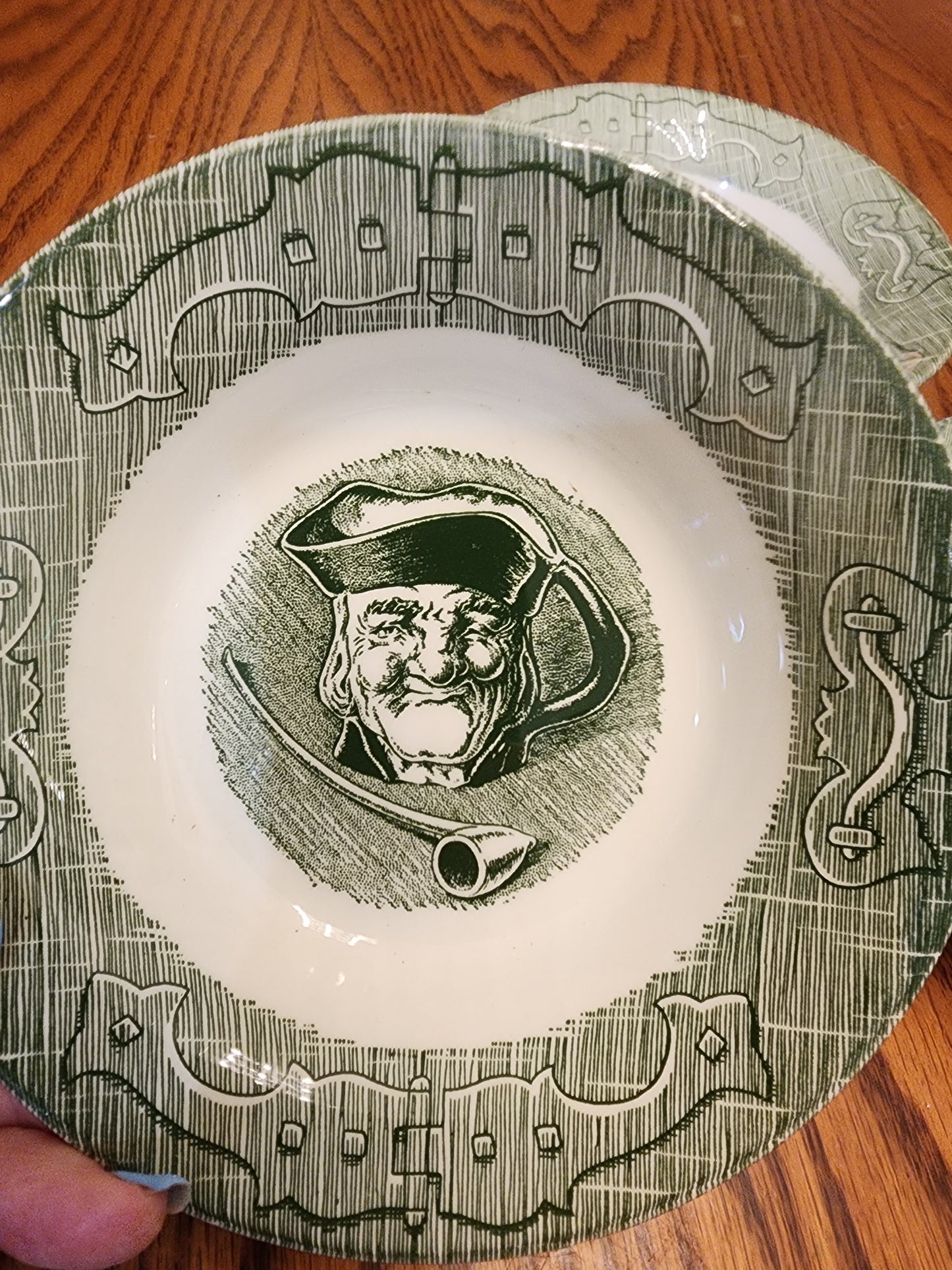 OLD Curiosity Shop Fruit Dessert Bowls Dishes MAN & PIPE HINGES Design Set of 3