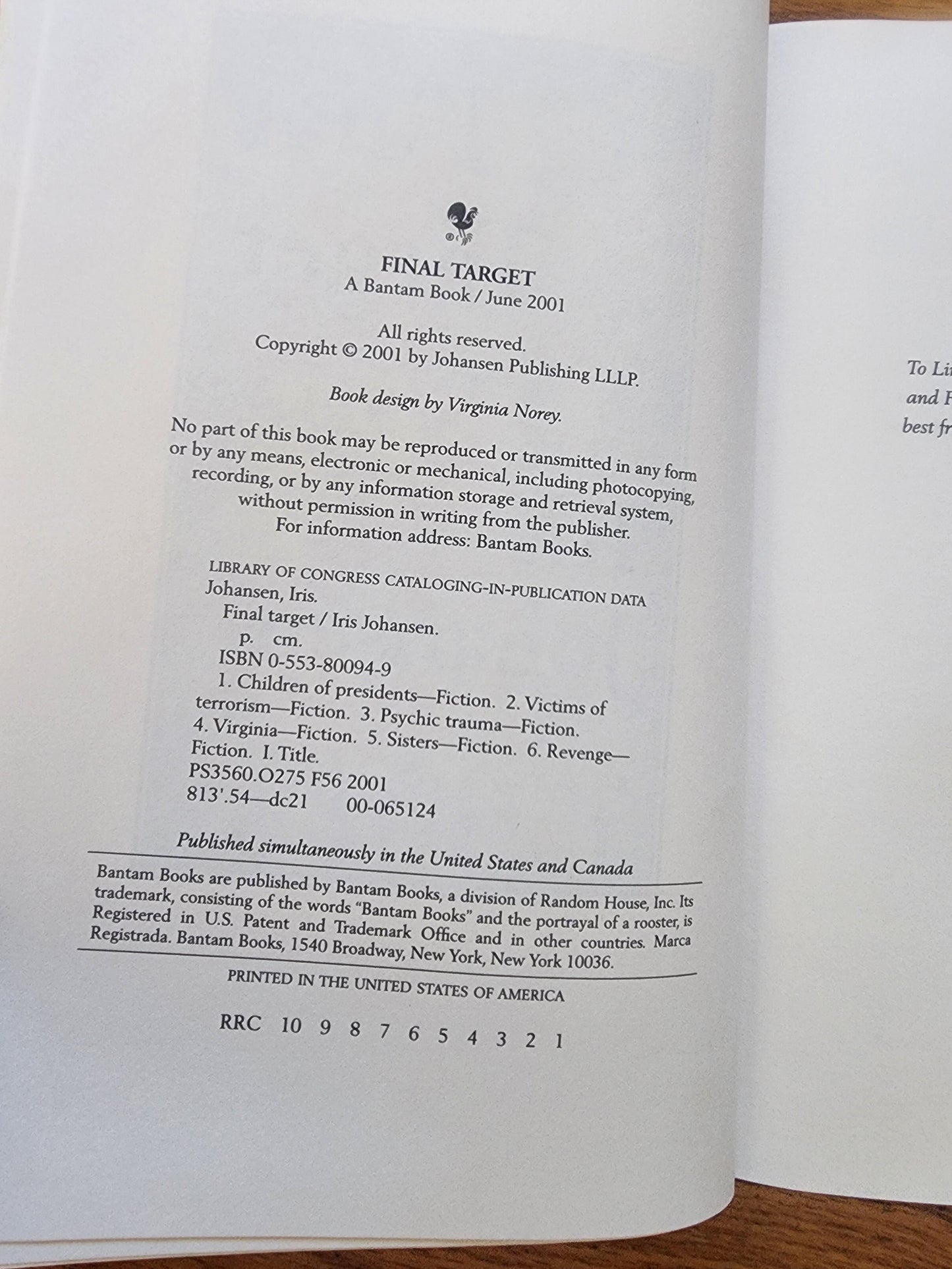 Final Target (Wind Dancer) by Iris Johansen Hardback Book