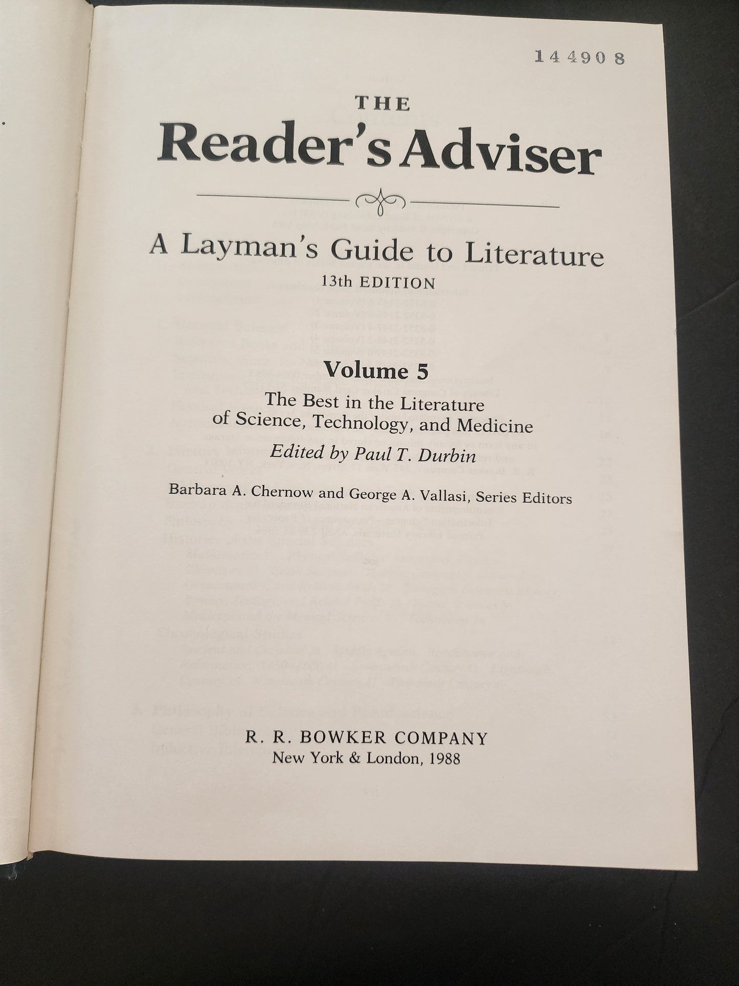 Reader's Adviser Vol.5: Best in the Literature of Science,Technology & Medicine