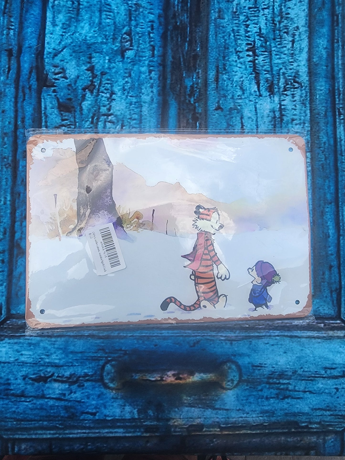 Metal Tin with Calvin  & Hobbes sign, Tiger