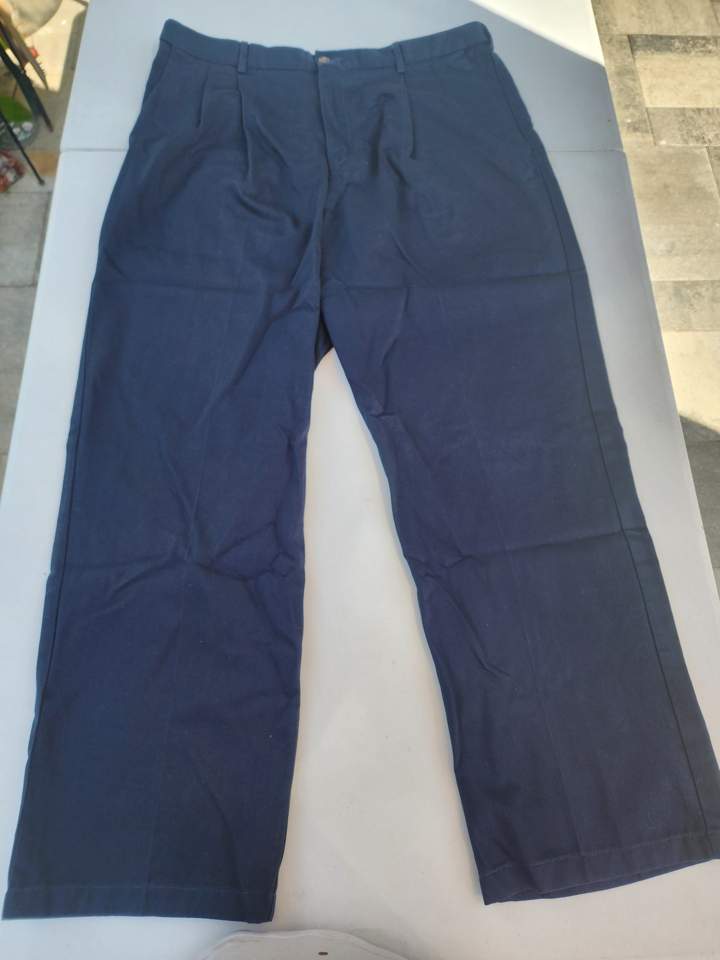 Haggar Men's Pleated Navy Pants - Fits 36" x 29" (Tag Says 38x29)