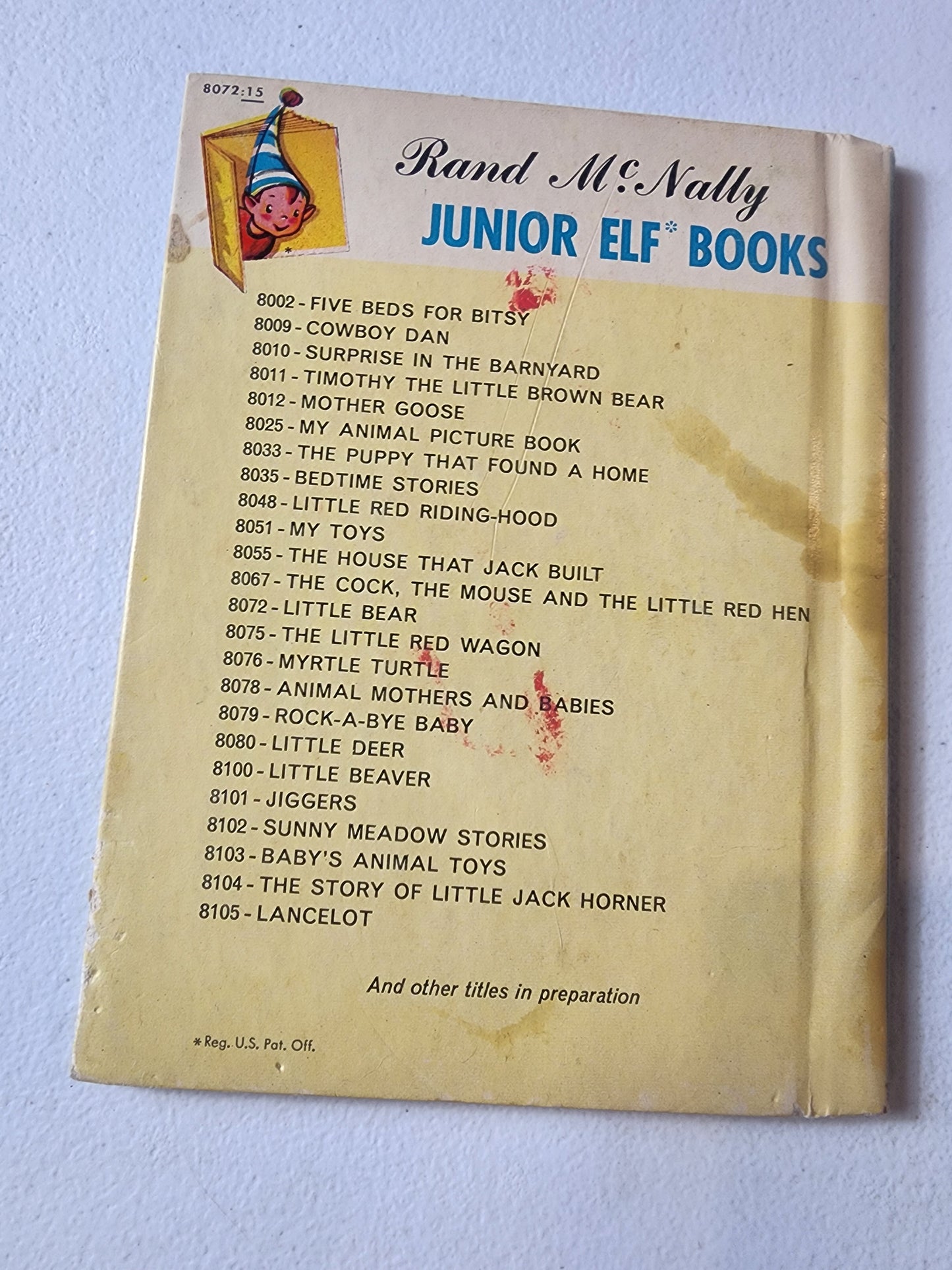 Vintage 1956 A Rand McNally Junior Elf Book Little Bear Picture Storybook