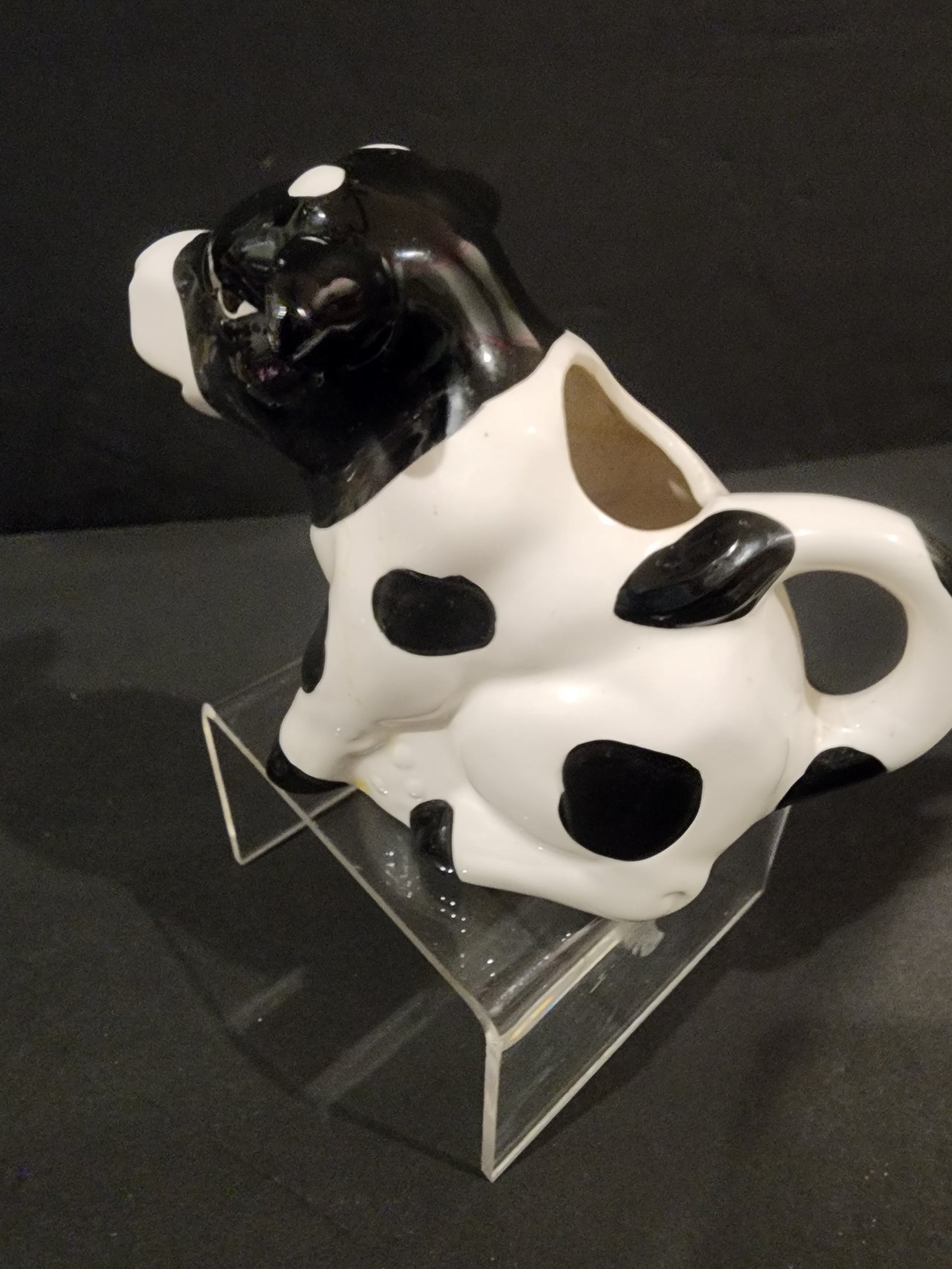 Vintage black & white  cow ceramic creamer pitcher Farmhouse