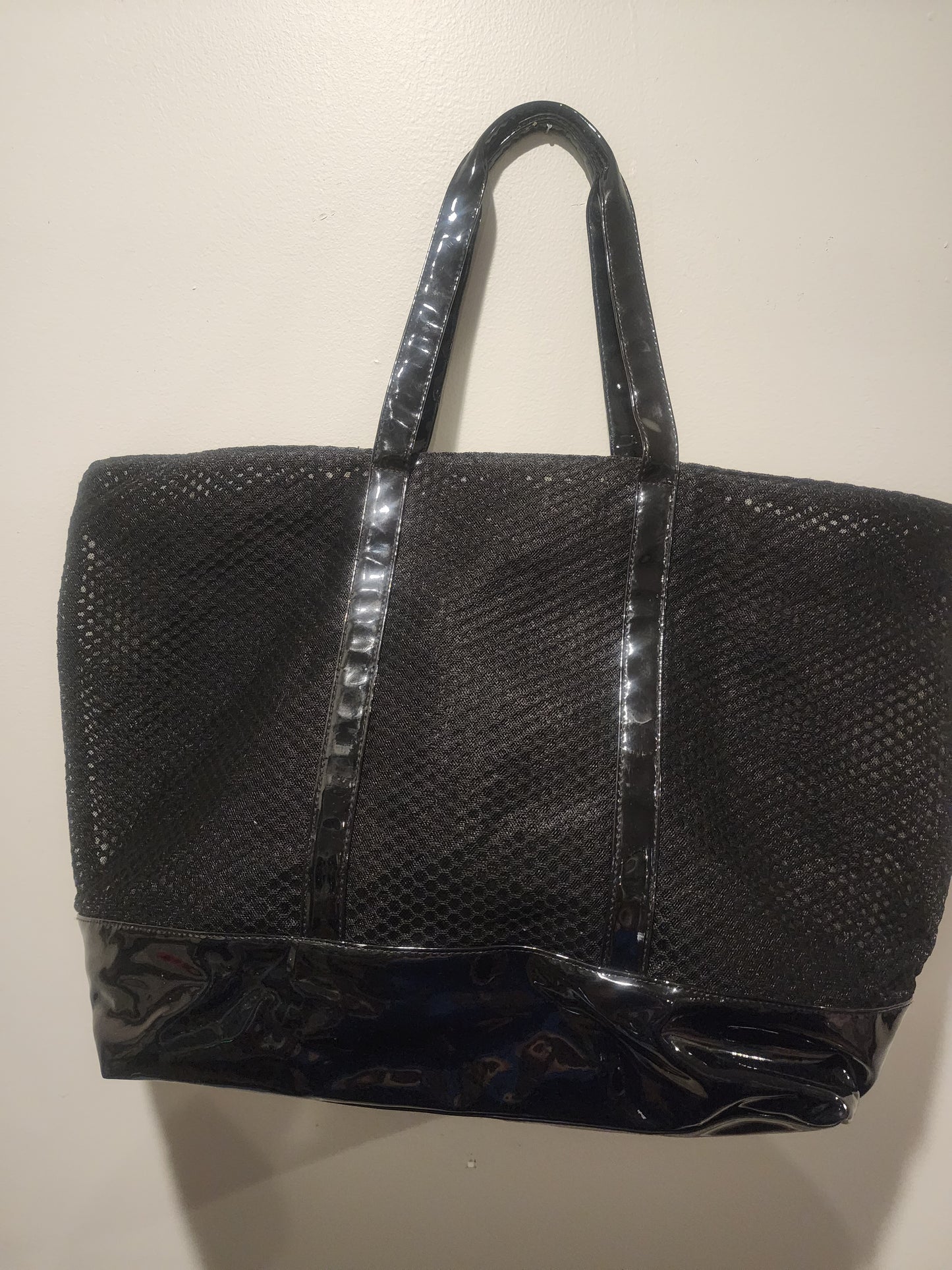 Victoria’s Secret Black Weekender Tote Bag Huge Mesh With gold Logo