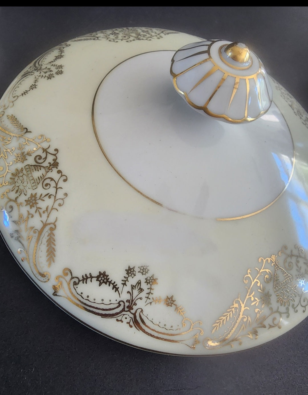 Vintage Ransom Gold Filigree Covered Dish - 1920s Japanese Fine China
