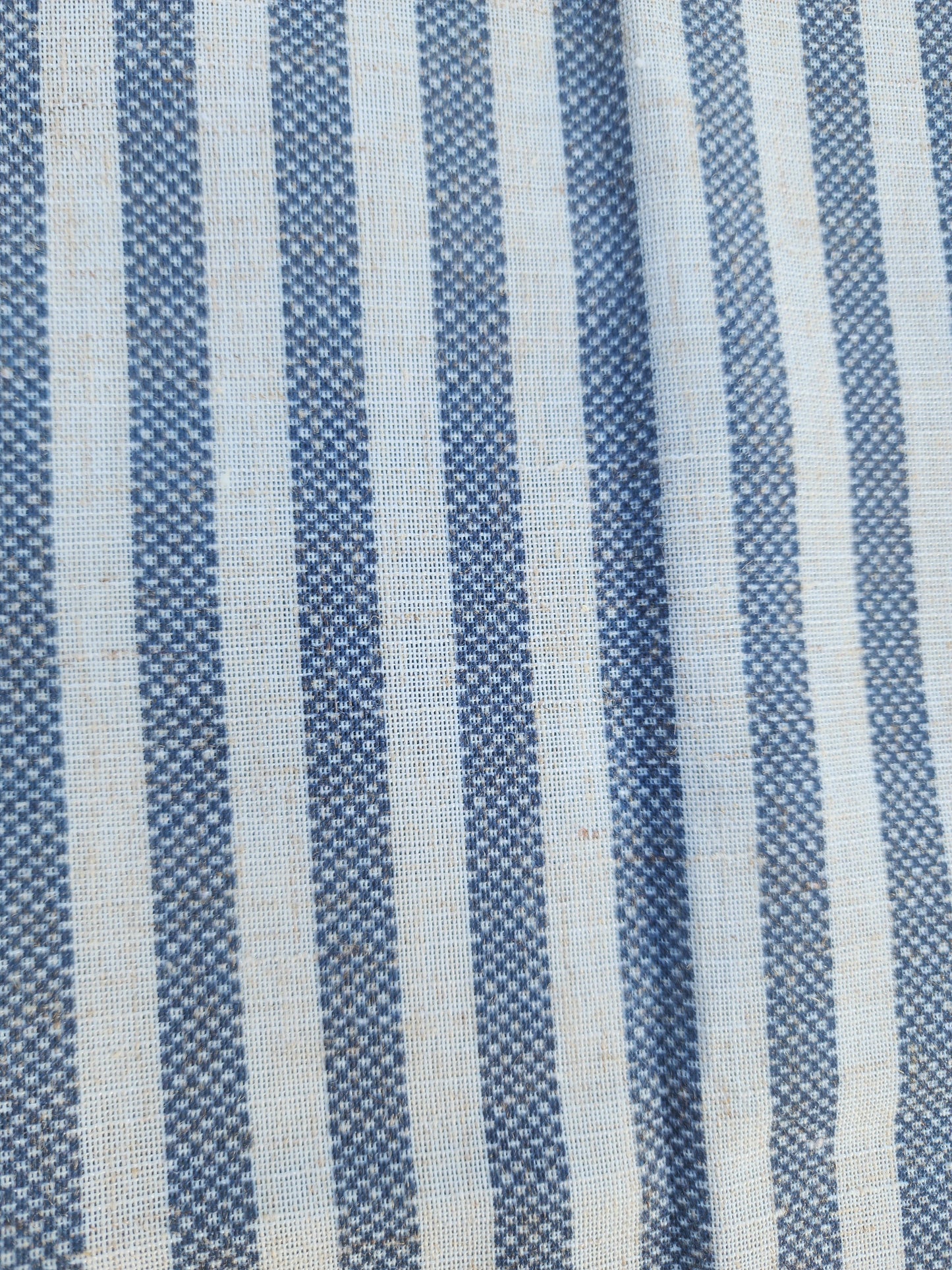 Coastal or Farmhouse Blue & cream Striped Curtains - Short Panels (Set of 2)