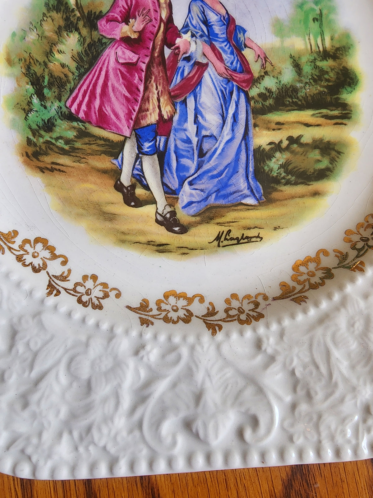 LORD NELSON COURTING COUPLE PLATE WITH GOLD FLORAL TRIM