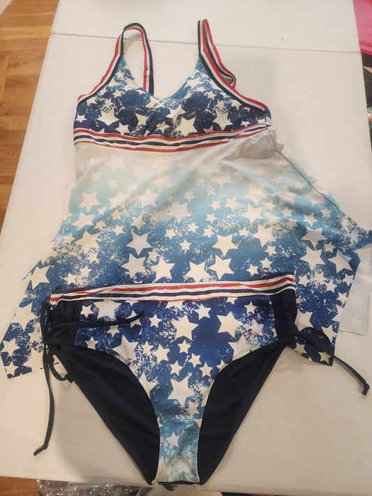 Women's Two-piece tankini Patriotic swimsuit XL 16