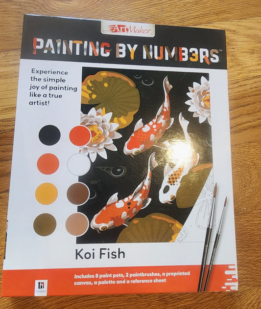 Art Maker PAINTING BY NUMBERS: KOI FISH w/ Supplies~~NIP