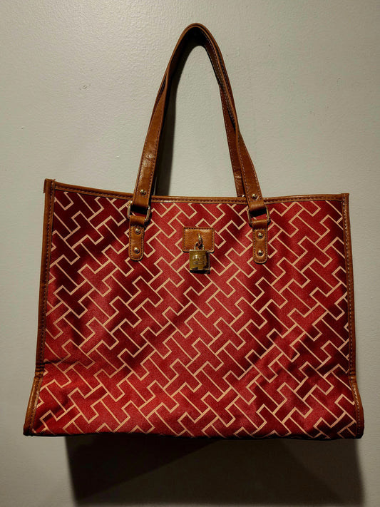 Tommy Hilfiger TH Logo Handbag Tote Multi Color Large Purse Shoulder Bag