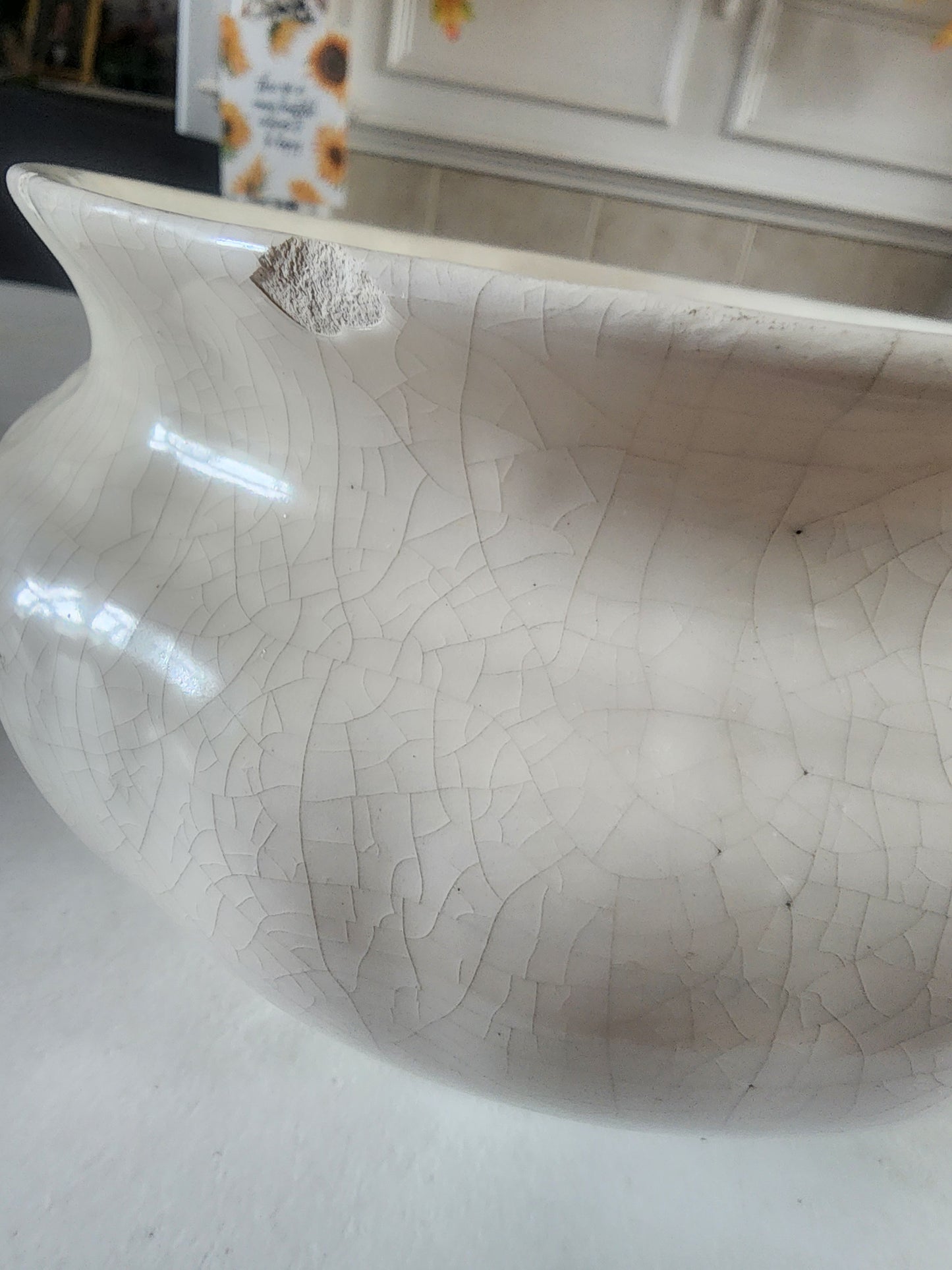 Vintage Antique ironstone off-White Chamber Pot