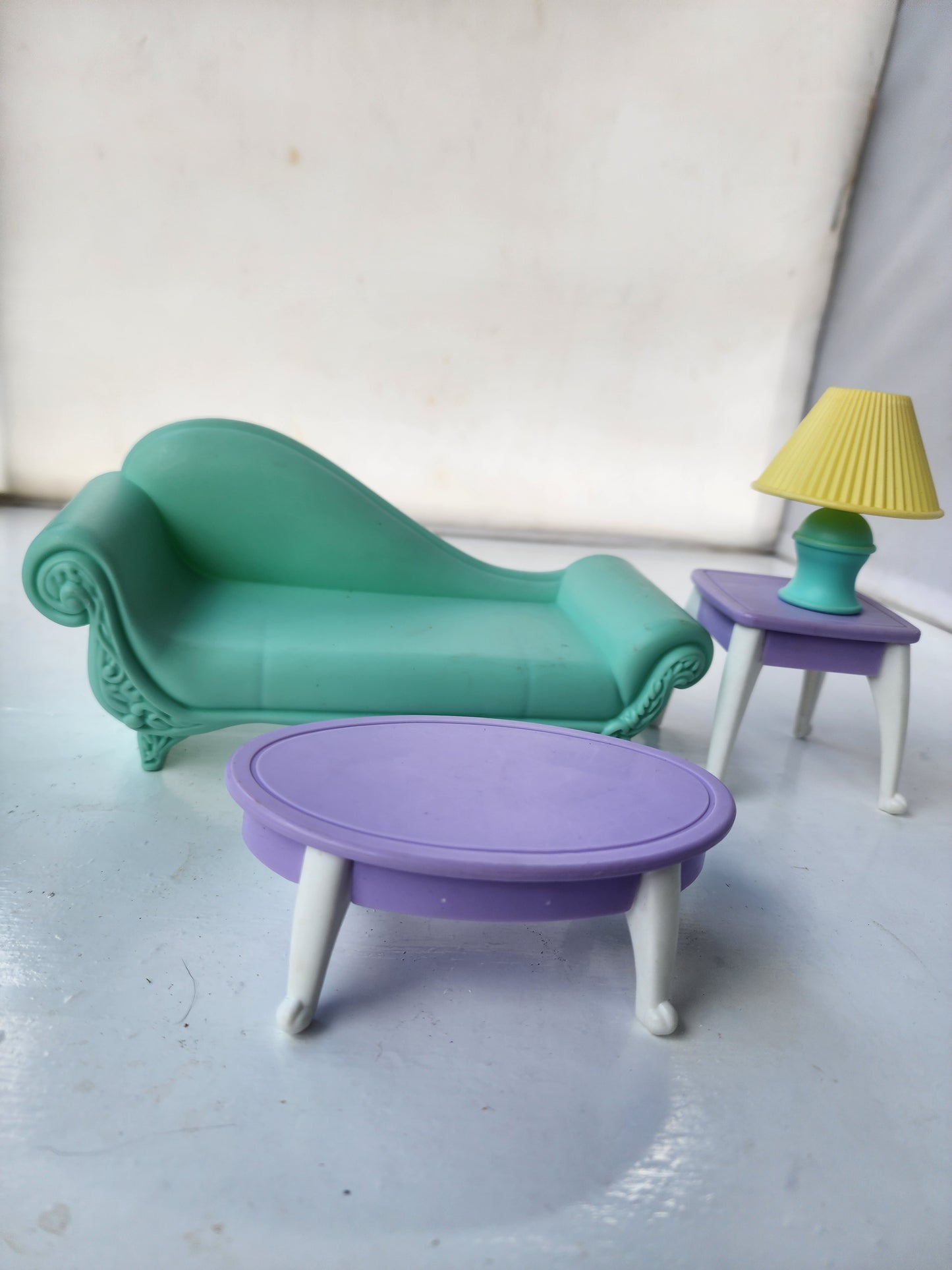 Dollhouse Furniture Set - Sofa, Coffee Table, End Table & Lamp (4-Piece)